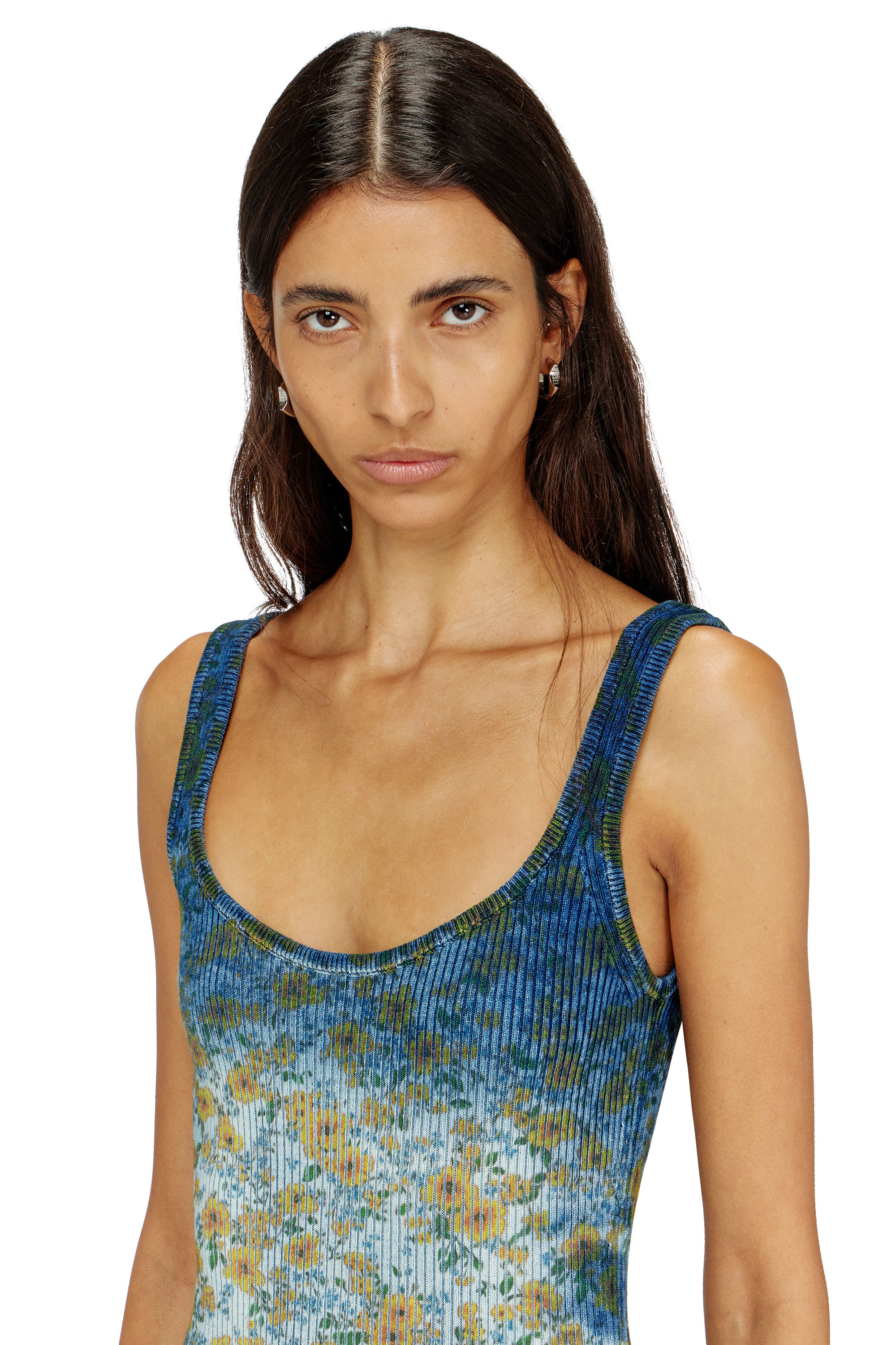 Diesel - M-EGITA, Damen Midikleid mit floraler R&ouml;ntgenoptik in Blau - 4