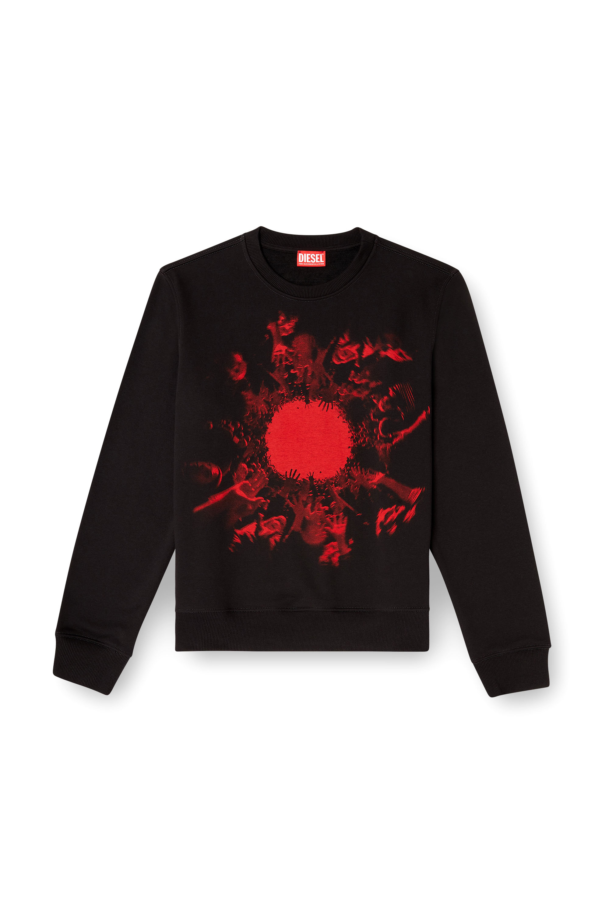 Diesel - S-GINN-T3, Herren Baumwoll-Sweatshirt mit grafischem Druck in Schwarz - 3