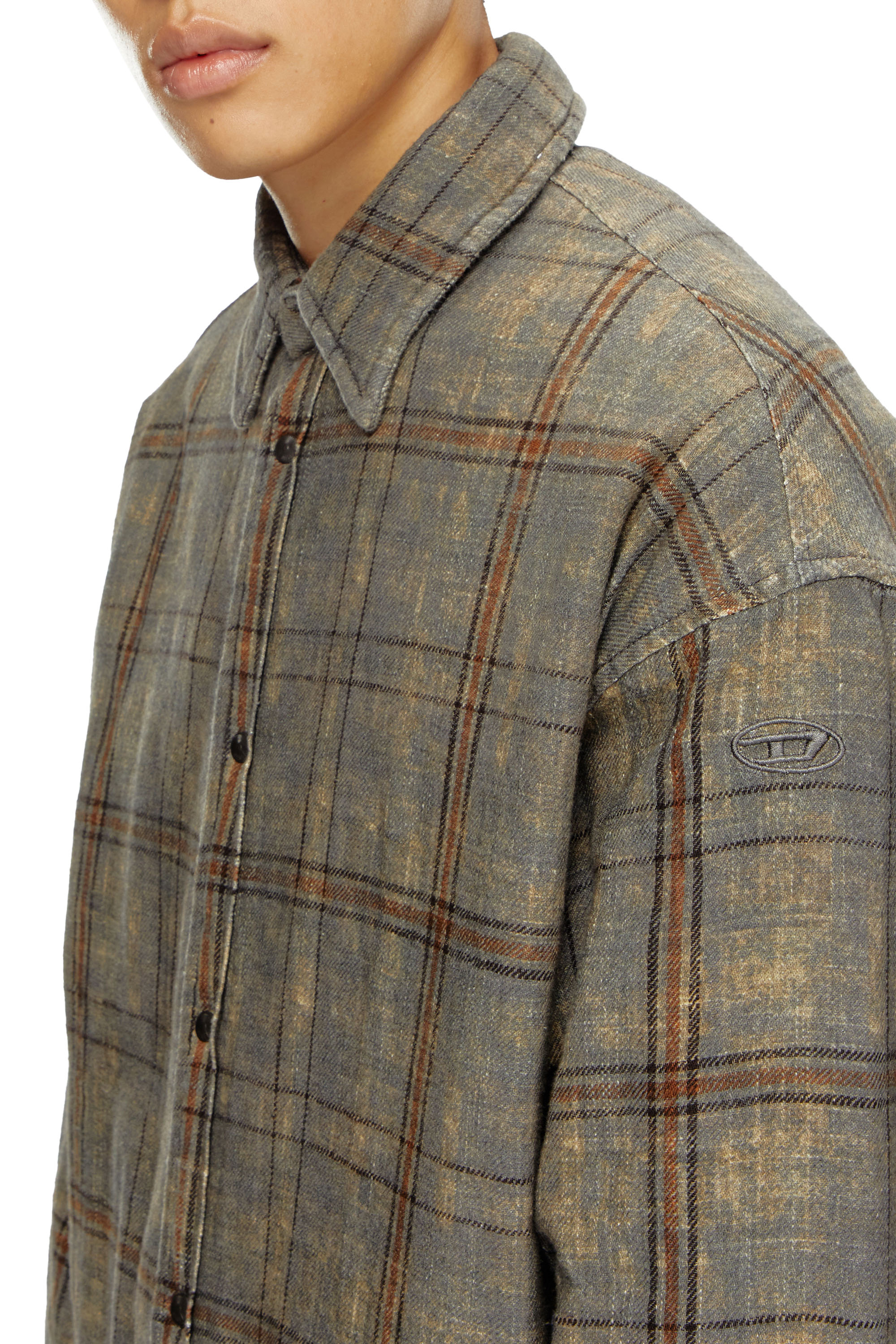 Diesel - S-HAMME, Man Padded jacket in checked slub cotton in Multicolor - Image 5