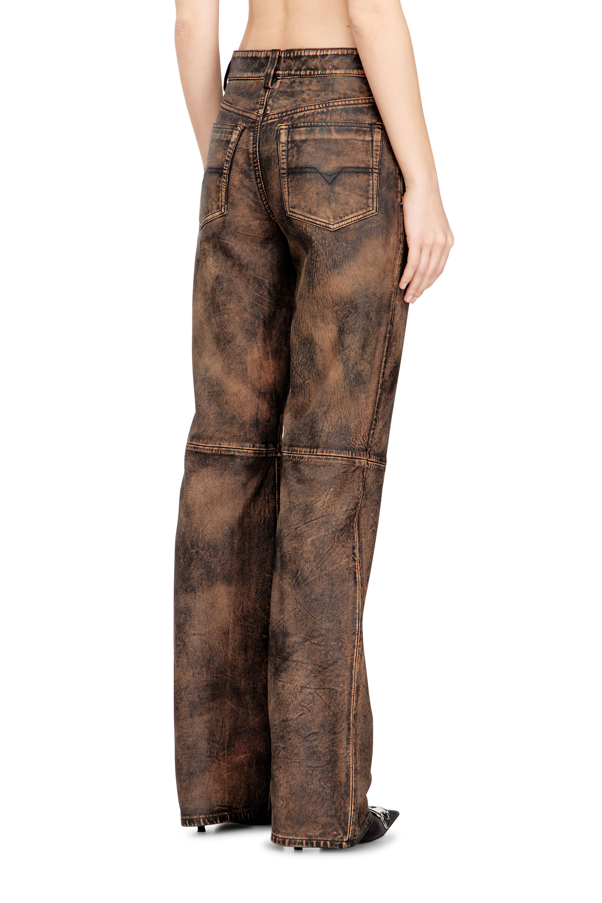 Diesel - L-YSA, Damen Jeans-geschnittene Lederhosen mit Distressed-Effekt in null - 4