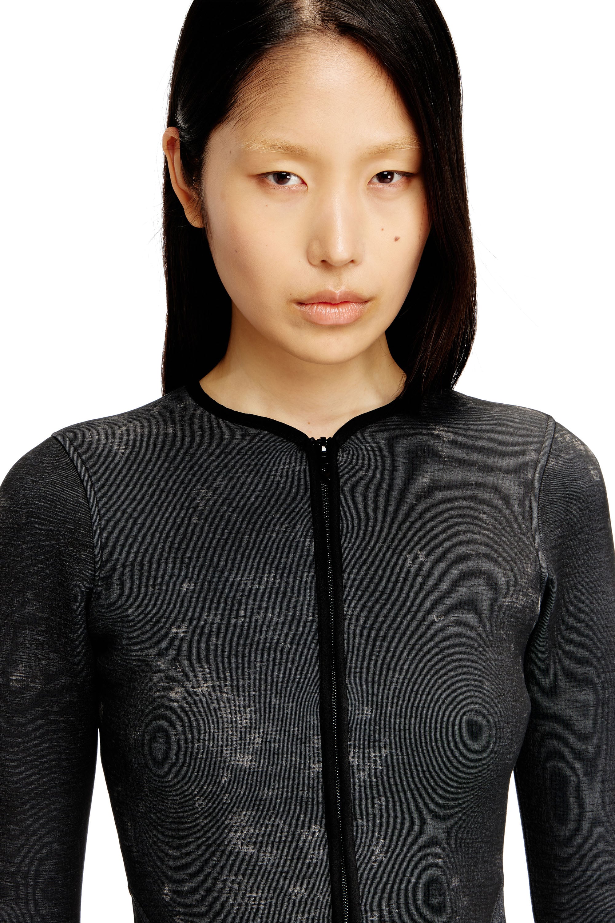 Diesel - D-EOPRE, Damen Kurzes Kleid aus marmoriertem Scuba in Dunkelgrau - 4