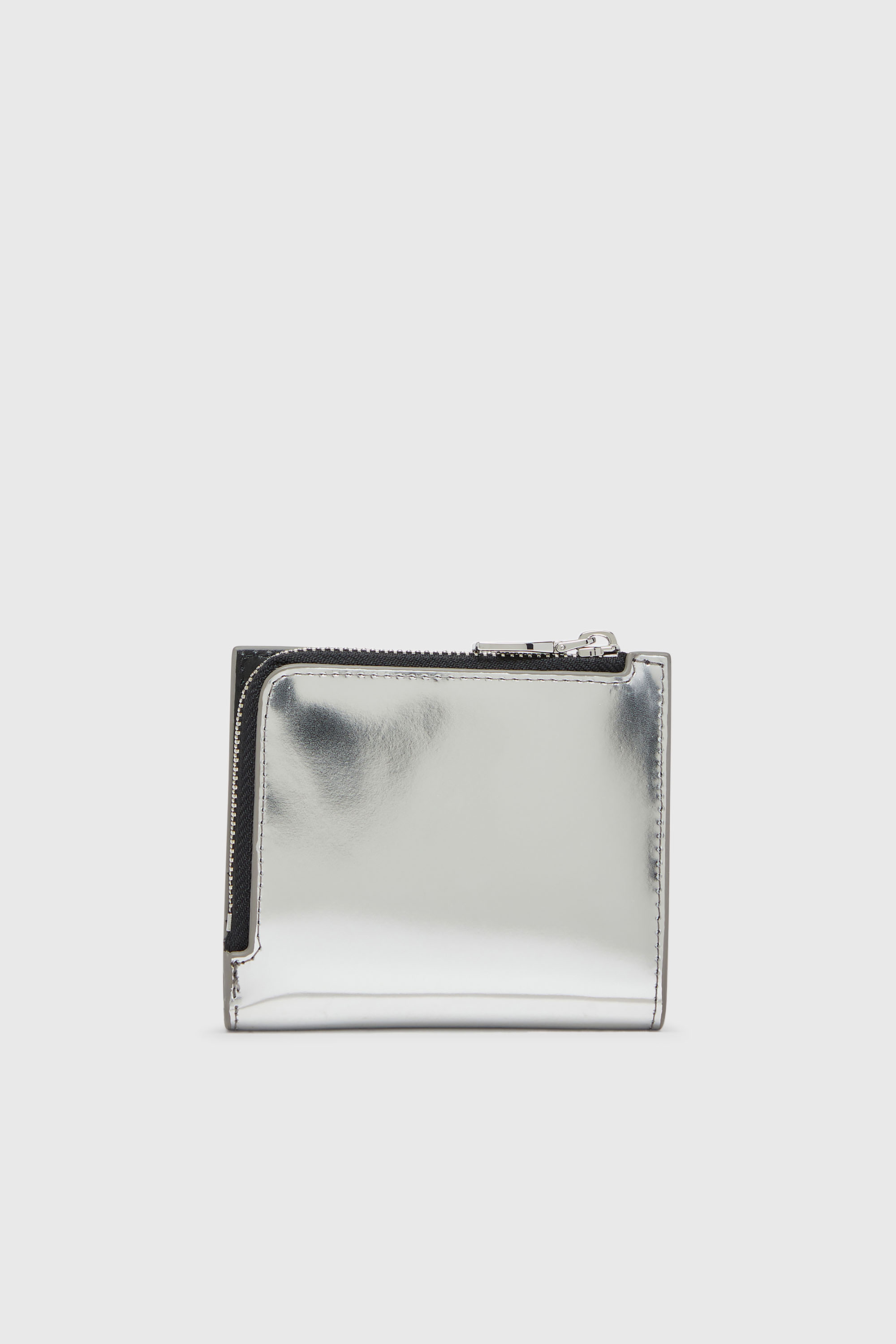 Diesel - 1DR BI FOLD ZIP L, Damen Bifold-Kartenetui aus Hochglanz-Leder in Silber - 2