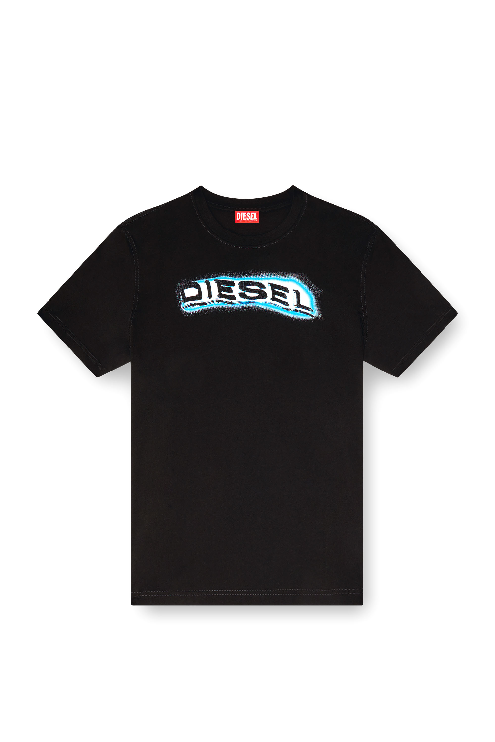 Diesel - T-ADJUST-R4, Herren T-Shirt mit Schaum-Print-Logo in Schwarz - 3