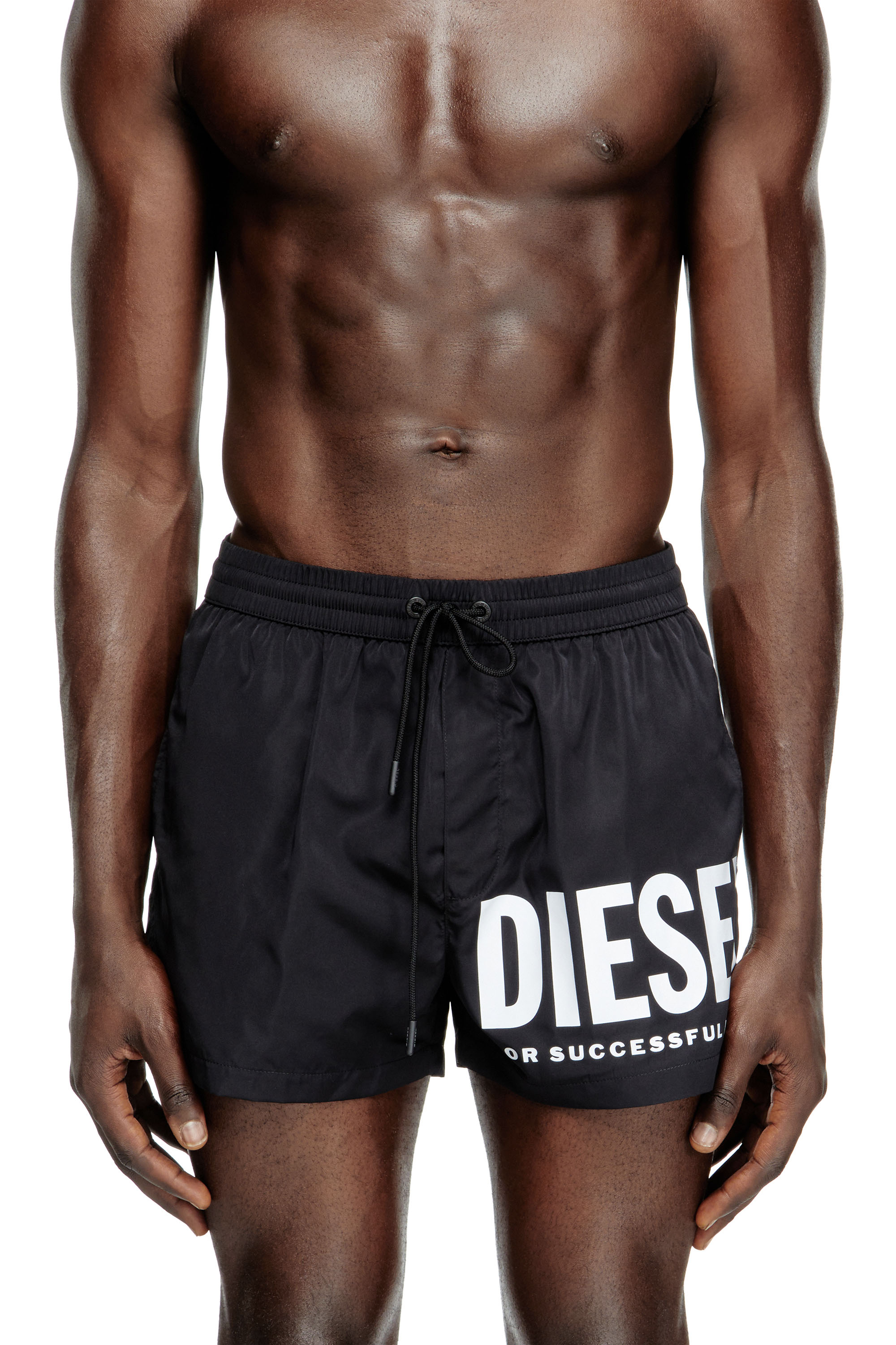 Diesel - MARIO-34-D-CORE, Herren Badeshorts mit Logo-Print in Schwarz/Weiss - 2