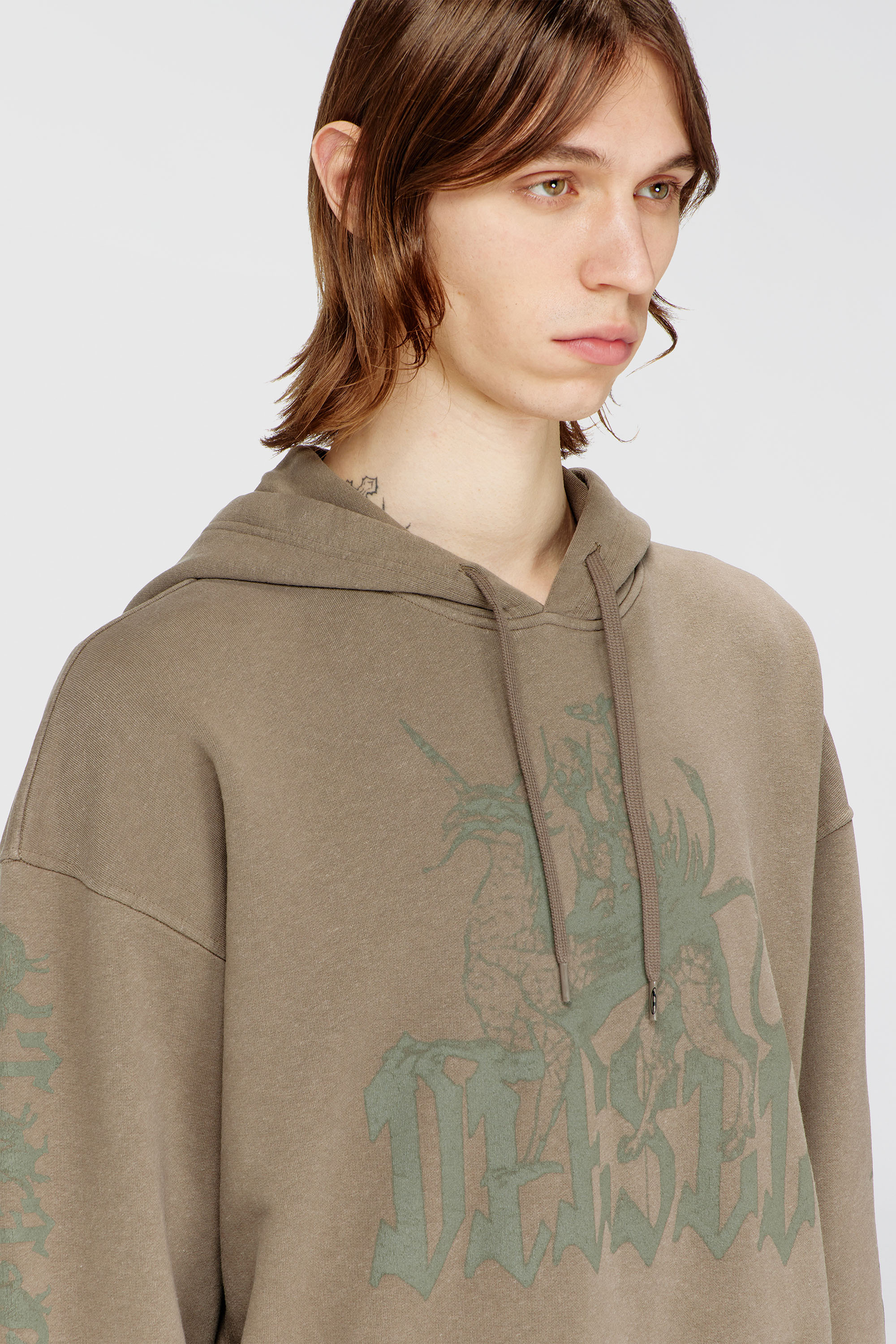 Diesel - S-GRIFFON, Herren Behandelter Hoodie mit Greif-Print in Hellbraun - 5