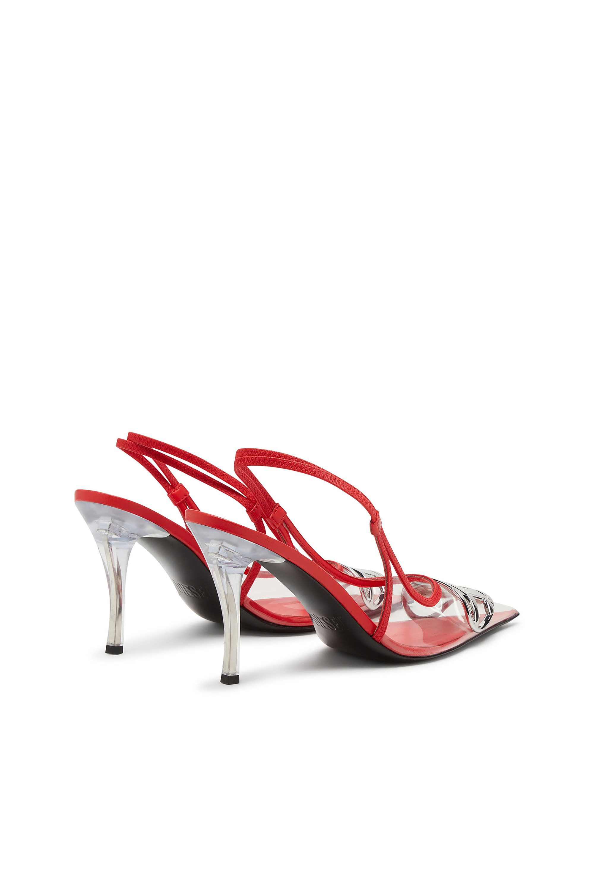 Diesel - D-VENUS SB, Damen D-Venus-Lederslingbackpumps mit transparentem Einsatz in Rot - 4