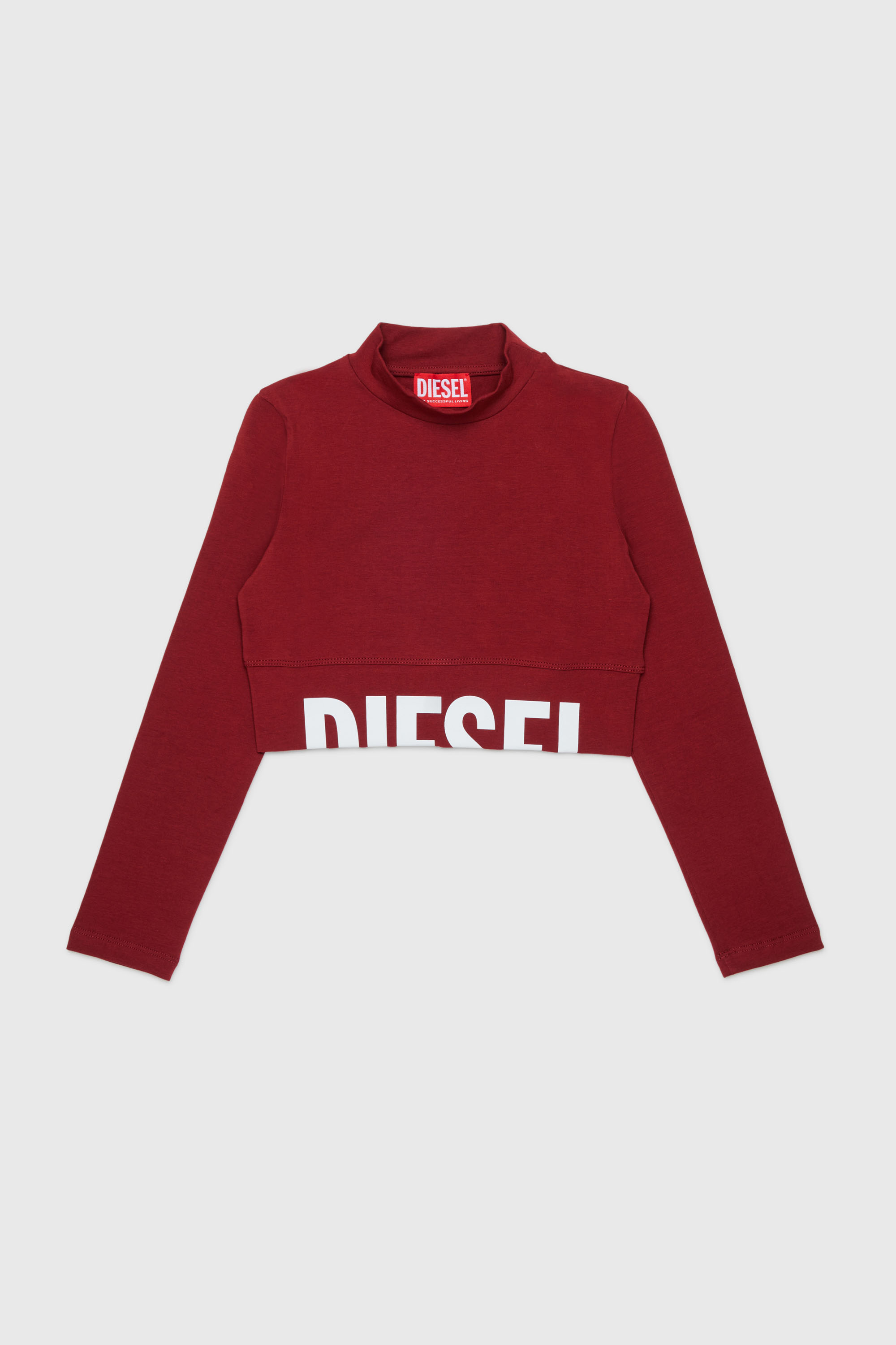 Diesel - TCEFILS, Woman's Crop top with cut-off logo in Red - 1