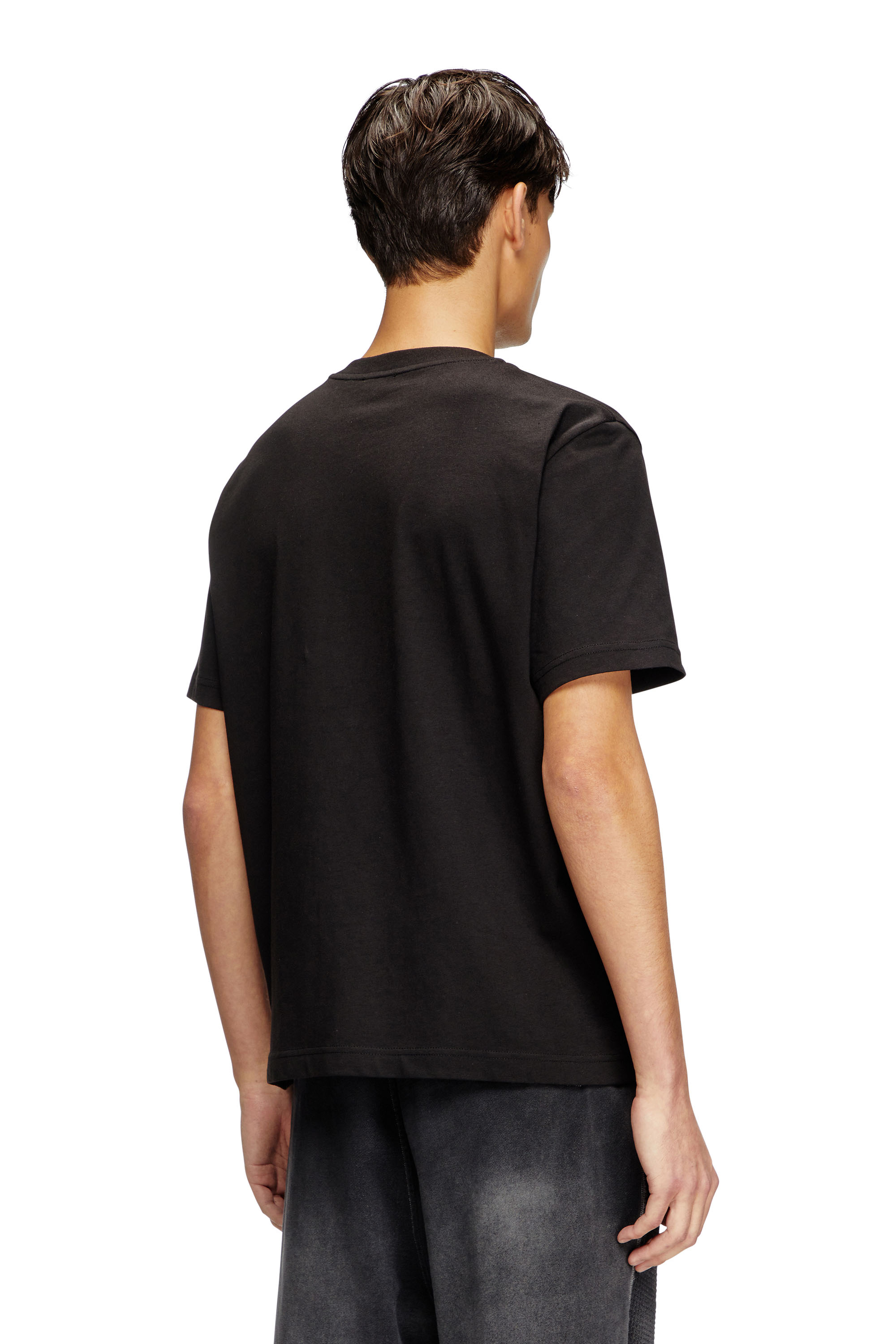 Diesel - T-ADJUST-BIGOVAL, Herren T-Shirt mit Oval D-Prägung in Schwarz - 4