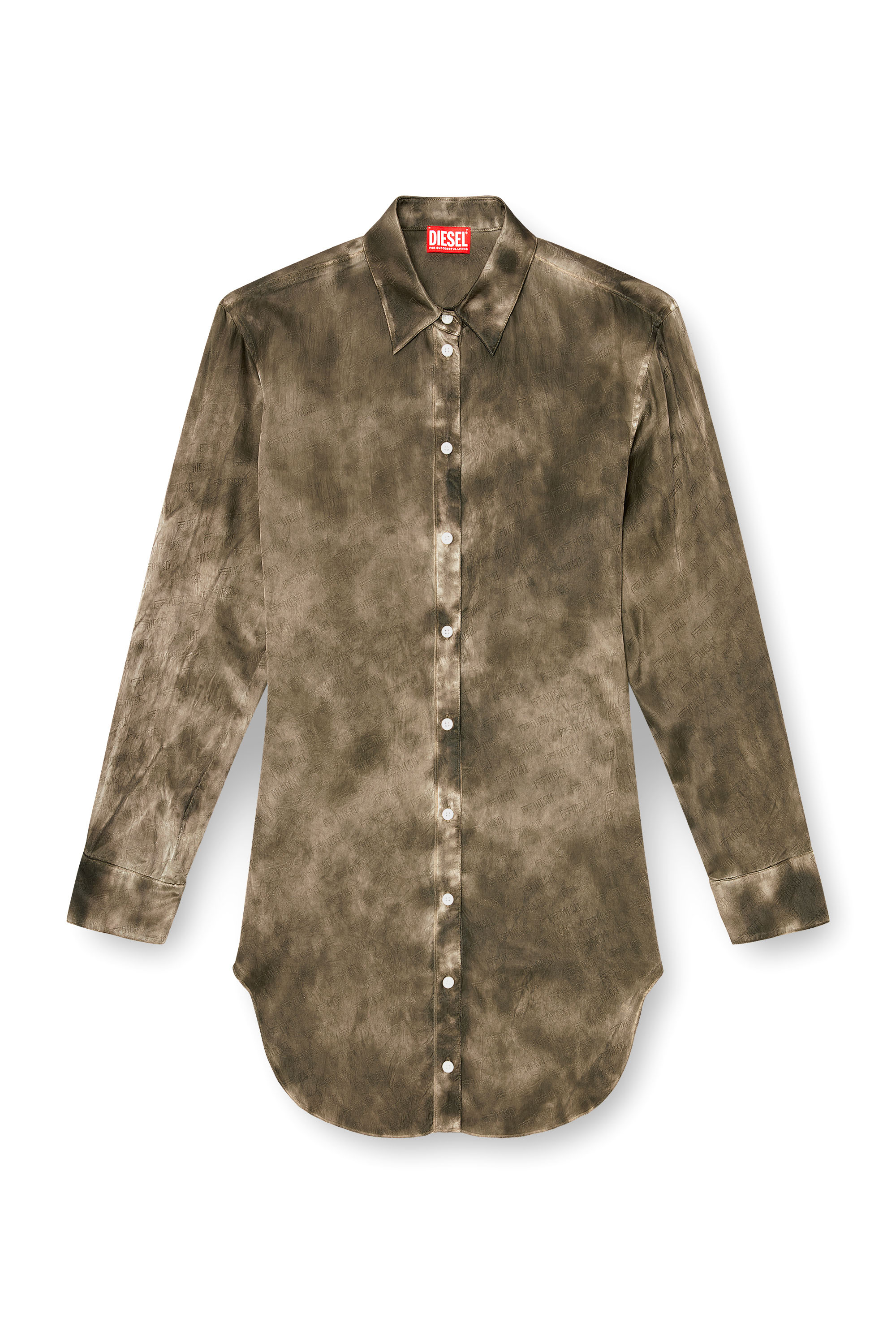 Diesel - C-LAVEL, Damen Langes Hemd aus logo-jacquard-knitter-satin in null - 1