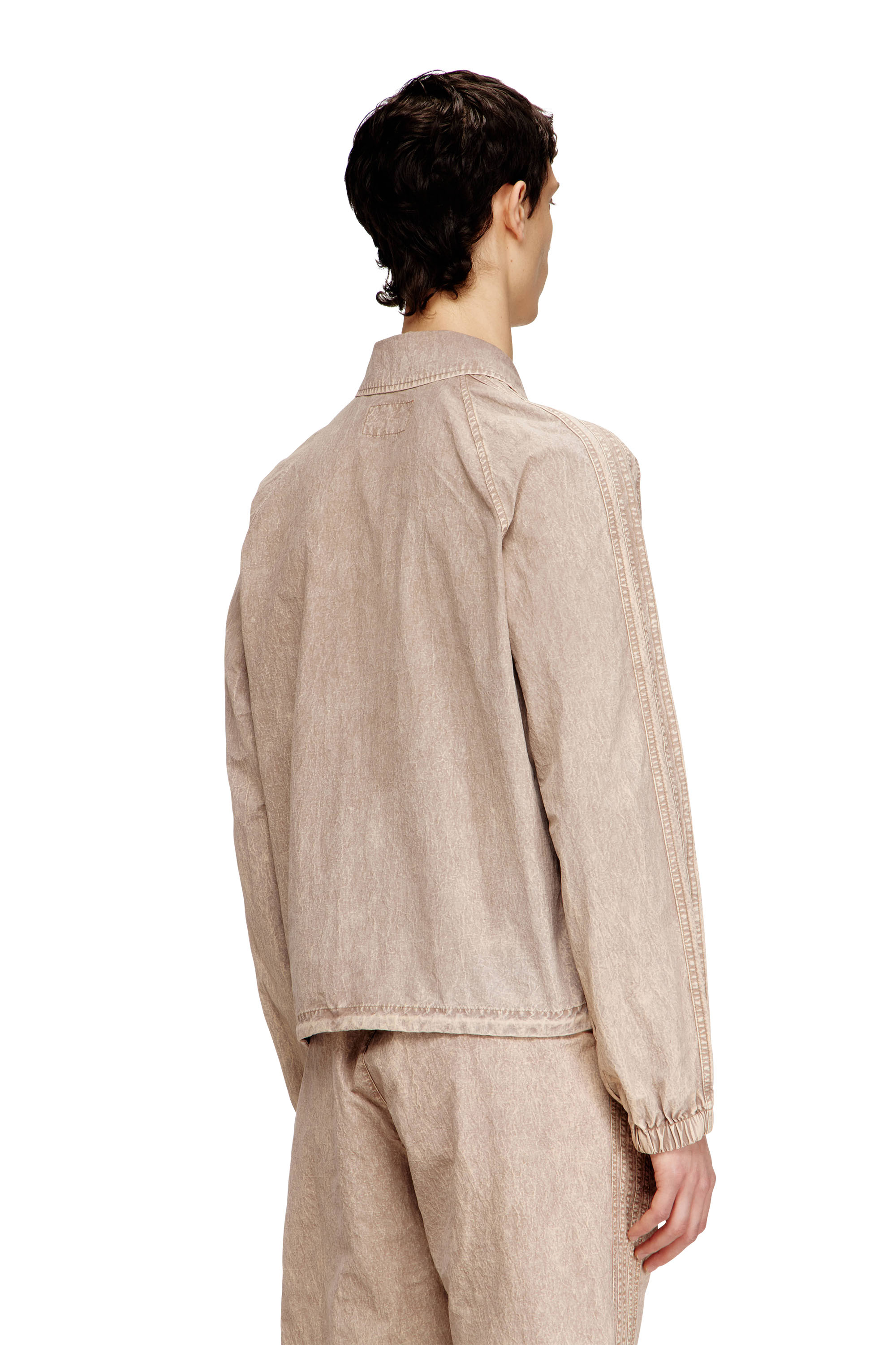 Diesel - J-FENIC-AG, Unisex Taslan-Jacke mit gestreiften &Auml;rmeln in Hellbraun - 4