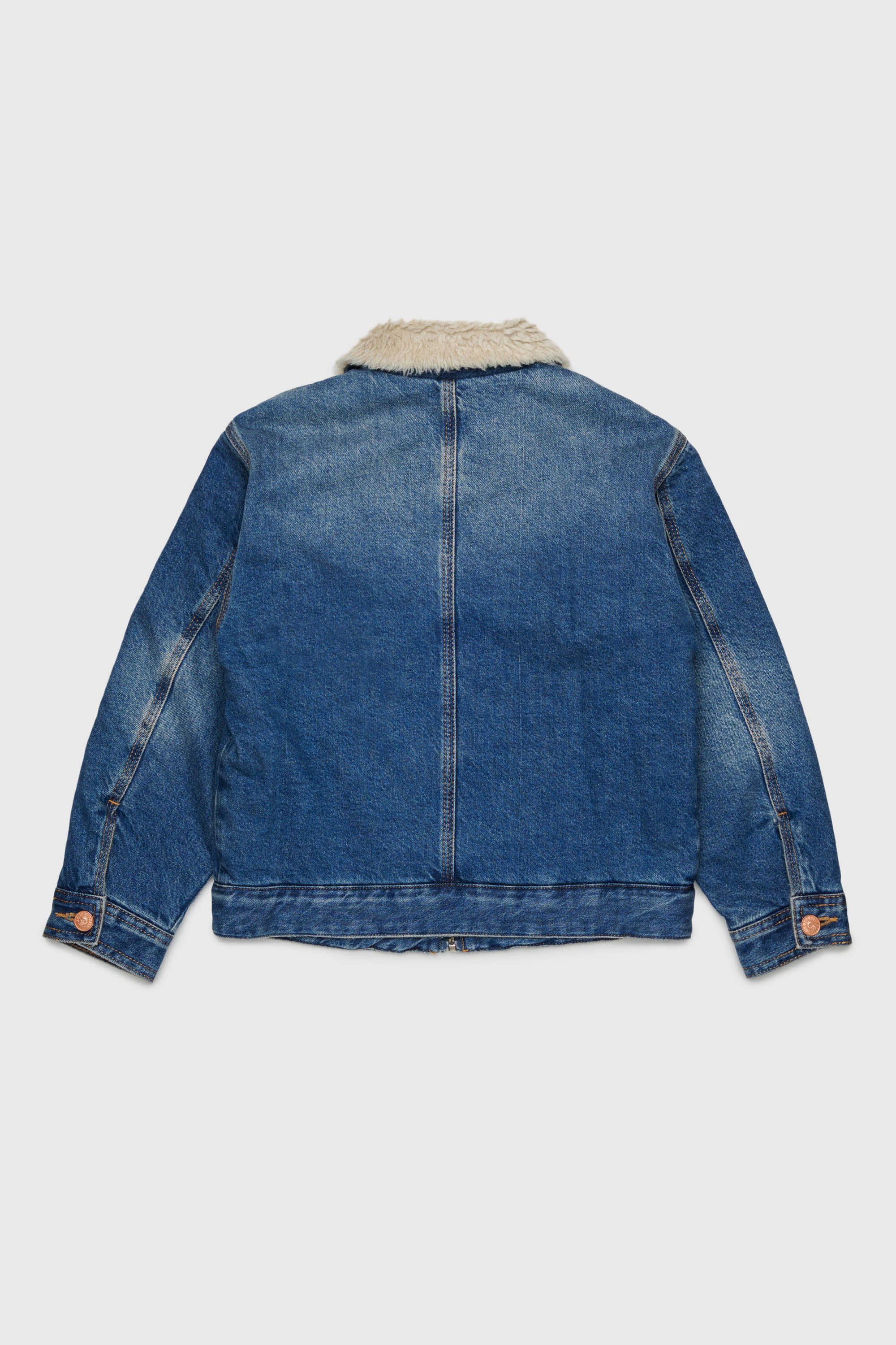 Diesel - JOMOX-FUR, Herren Denimjacke mit Teddyfleece-Kragen in Mittelblau - 2