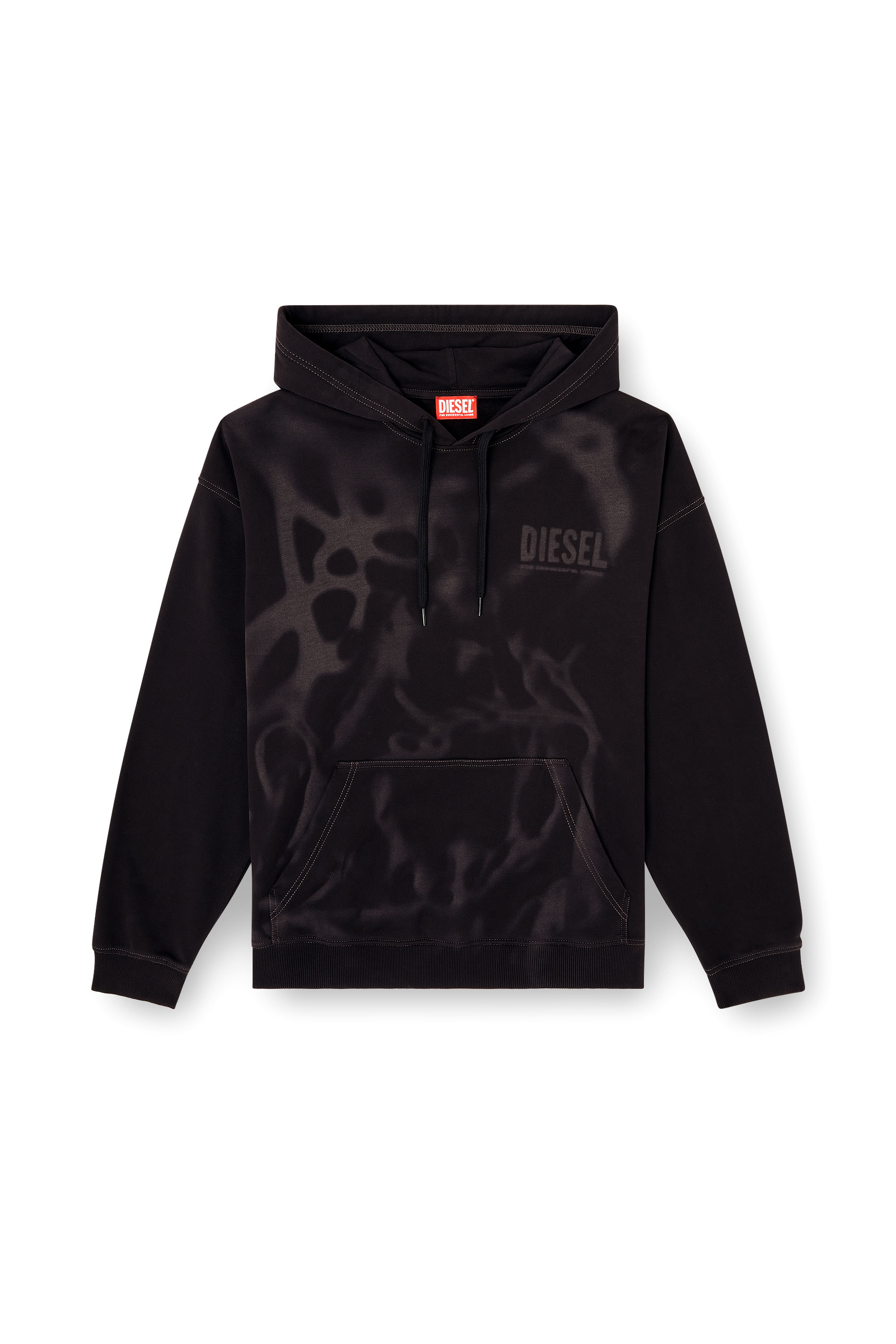 Diesel - S-BOXT-HOOD-V2, Herren Baumwoll-Hoodie mit lasergeschnittenen Drucken in Schwarz - 3