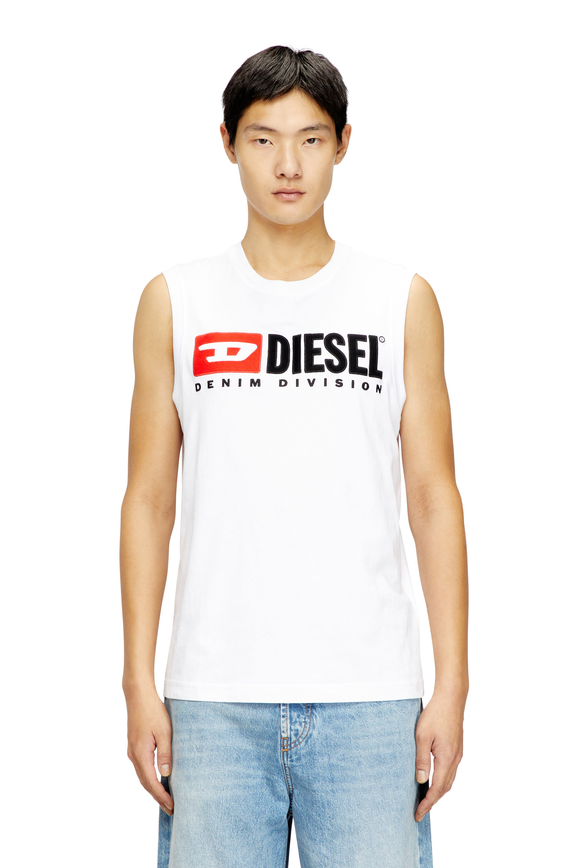 Diesel - T-ISCO-DIV, Herren Tanktop mit Logo-Print vorn in Weiß - 1