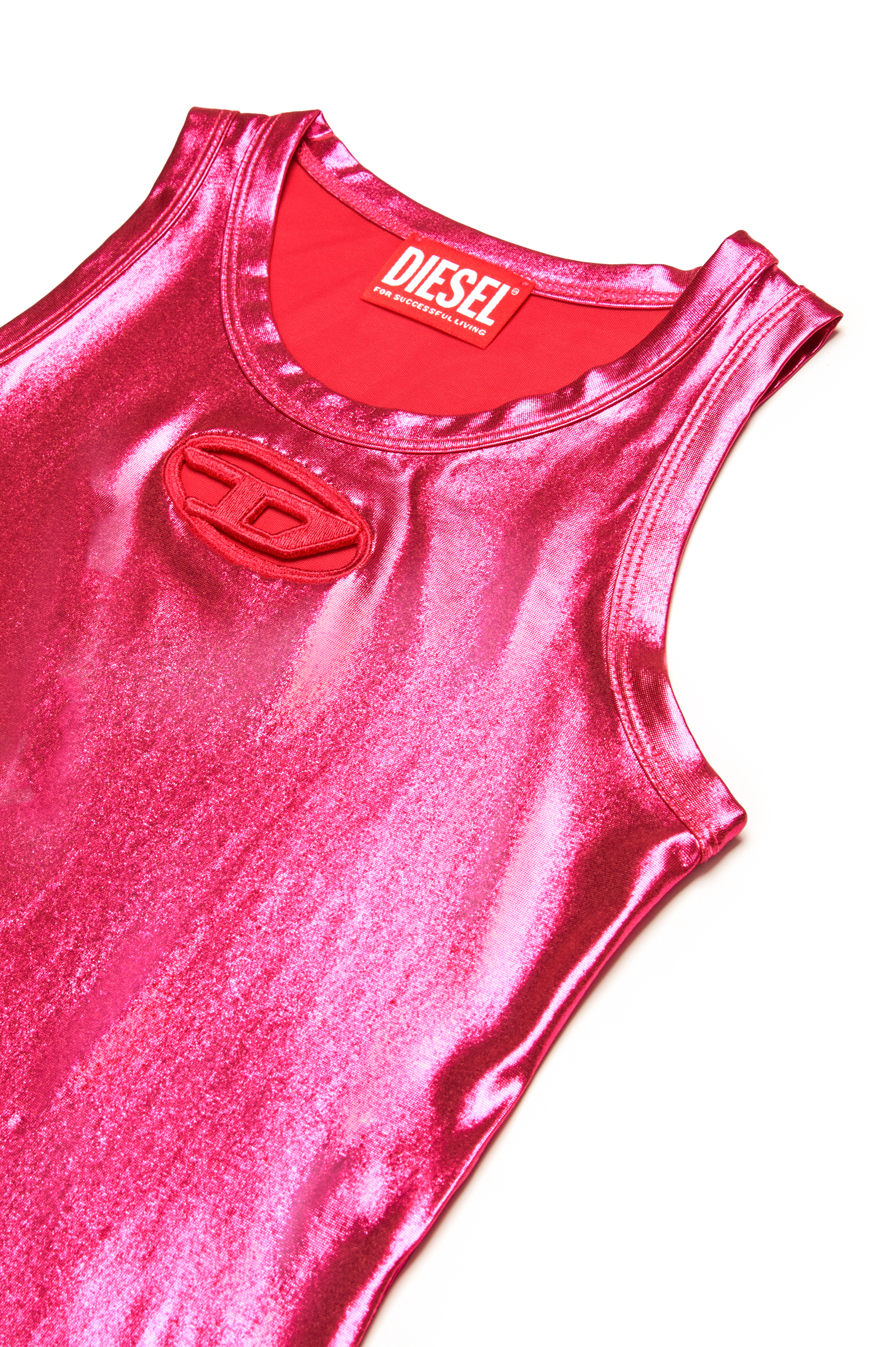 Diesel - TLYNYS, Damen Metallic-Tanktop mit Cutout-Logo in Rosa - 3