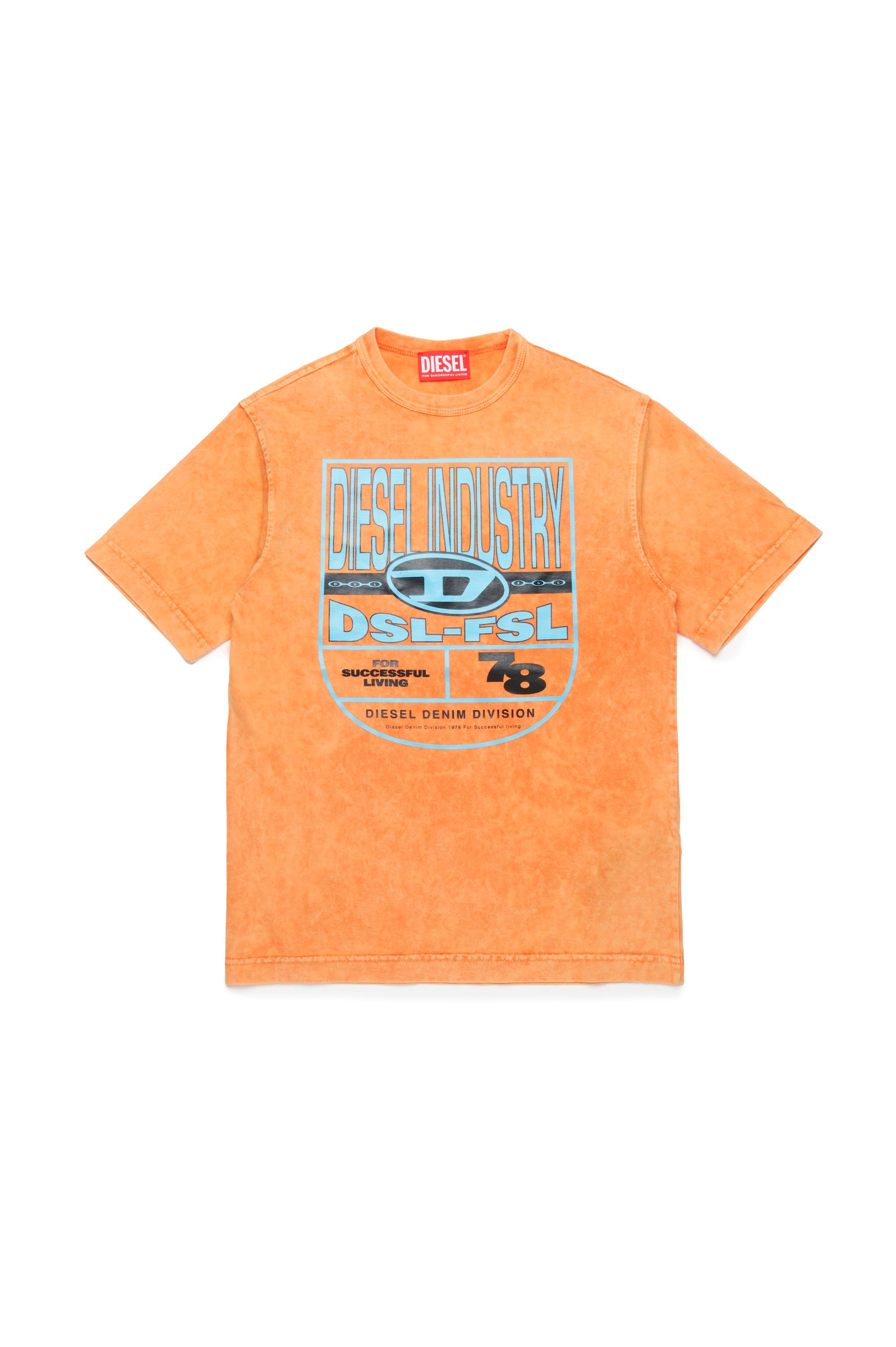 Diesel - TWASHN1 OVER, Herren Marmoriertes T-Shirt mit Grafik-Logo in Orange - 1