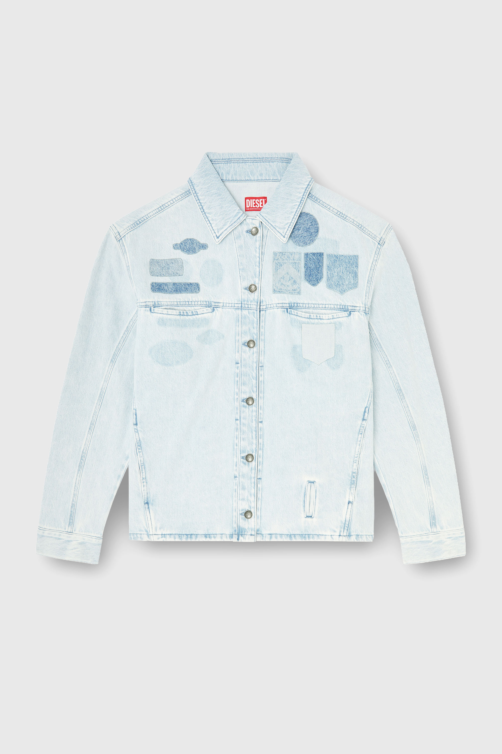 Diesel - D-RYMAVO-S, Unisex Denim overshirt mit patch-effekten in Hellblau - 2