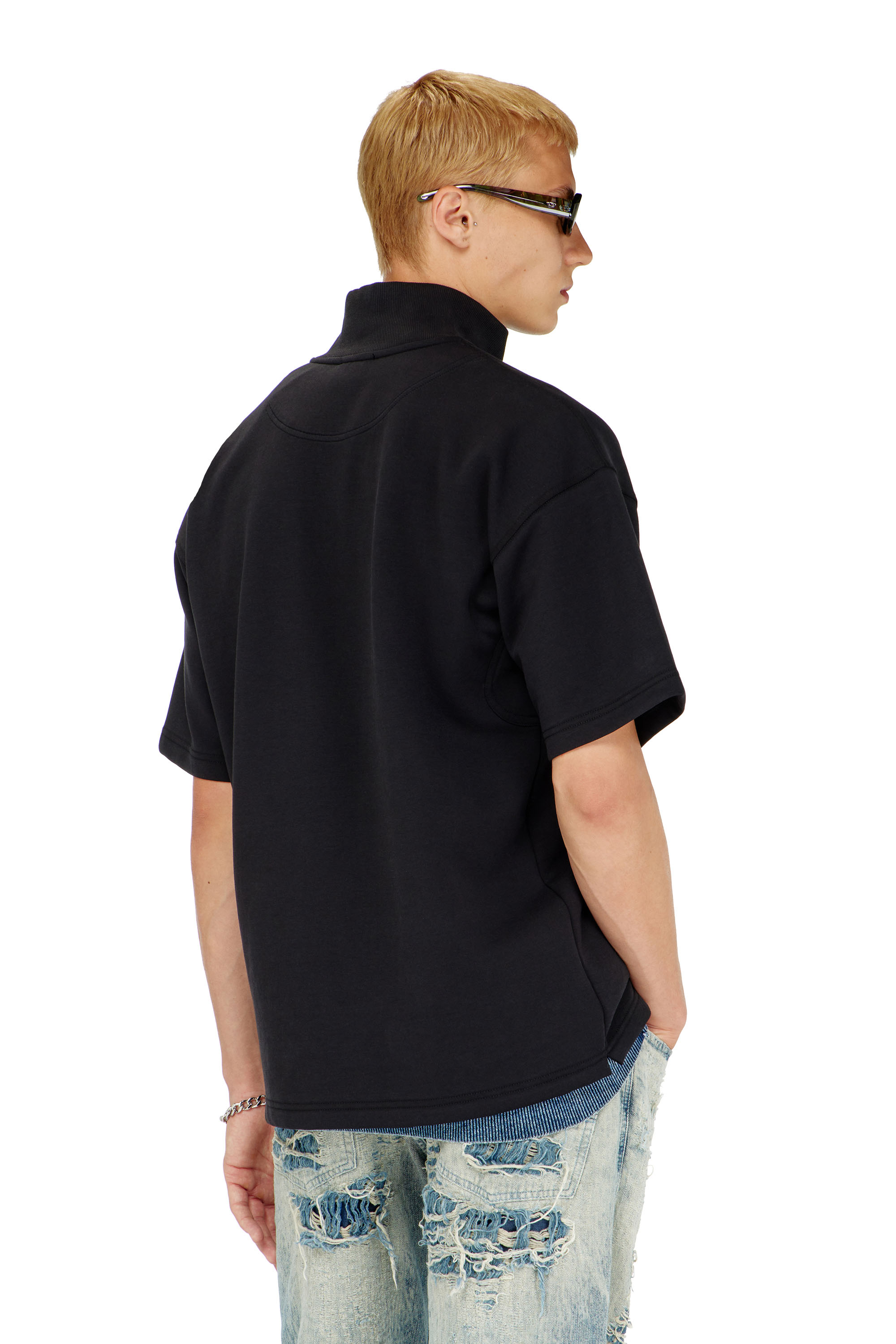Diesel - S-CUBY, Herren Kurz&auml;rmliges Sweatshirt mit halbem zip aus leichtem Scuba in Schwarz - 4