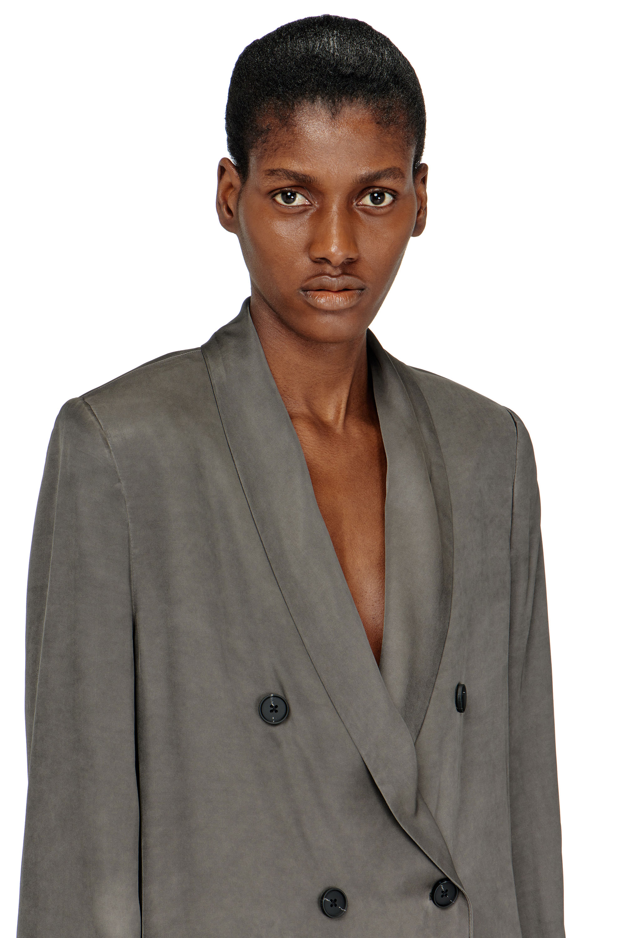 Diesel - G-AVINA-S1, Damen Blazer aus behandelter, flie&szlig;ender Viskose in Dunkelgrau - 5