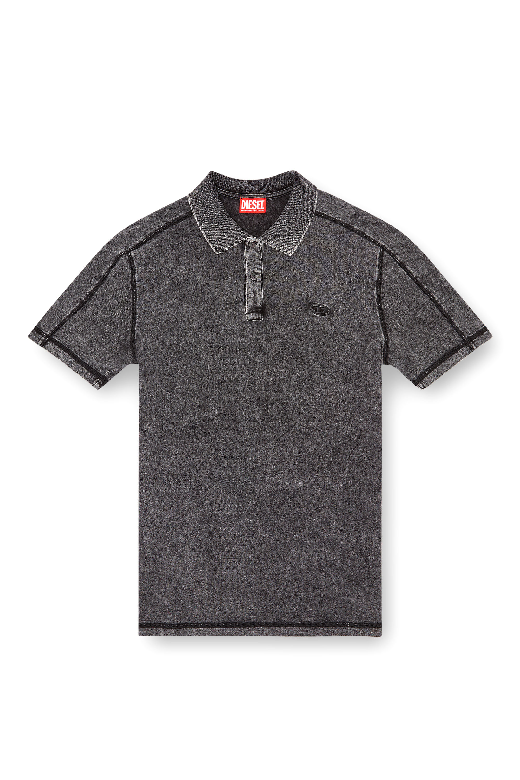 Diesel - T-SWIND-R1, Herren Poloshirt in Denim-Optik in Schwarz - 4