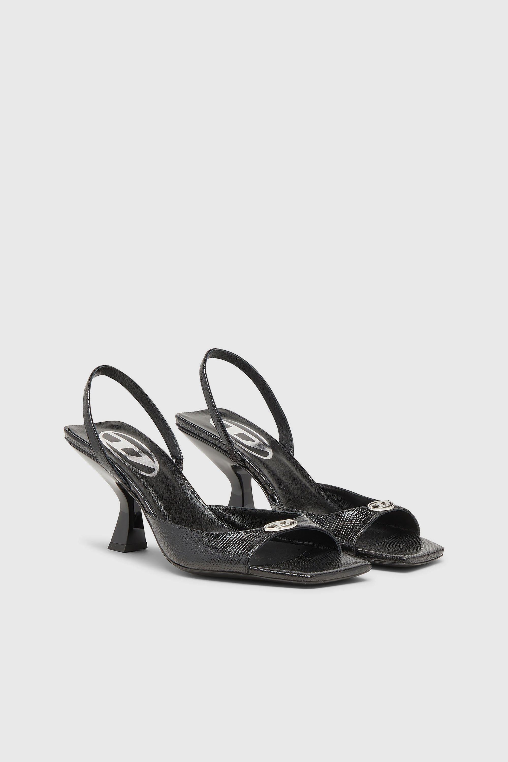 Diesel - D-AMBER 75 SANDAL, Damen D-Amber-Slingback-Sandalen aus Leder in Eidechsen-Optik in Schwarz - 2