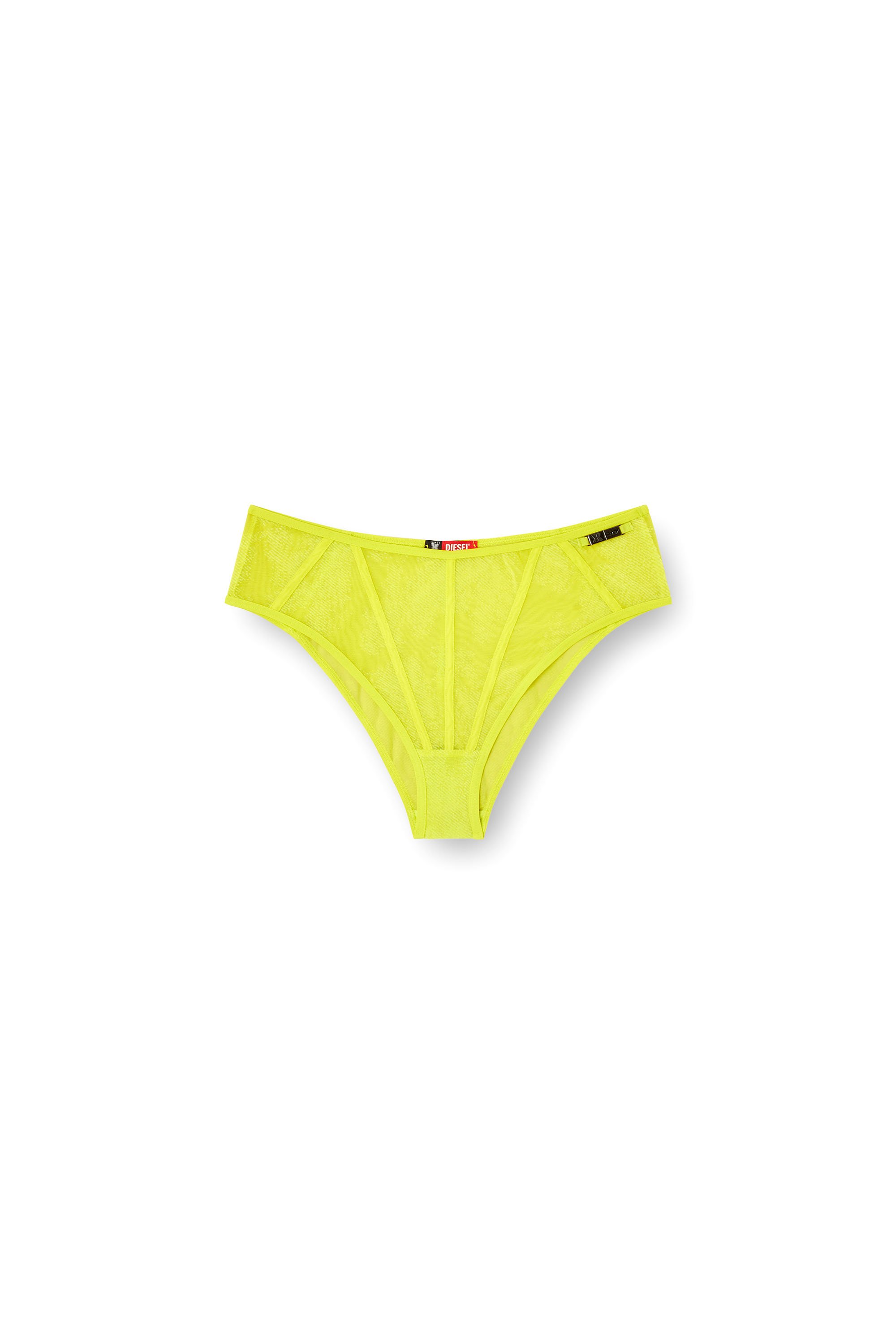 Diesel - MESH-HIGH-WAIST-BRIEF, Damen Hochtaillierter Slip aus beflocktem Mesh in Neongrün - 4