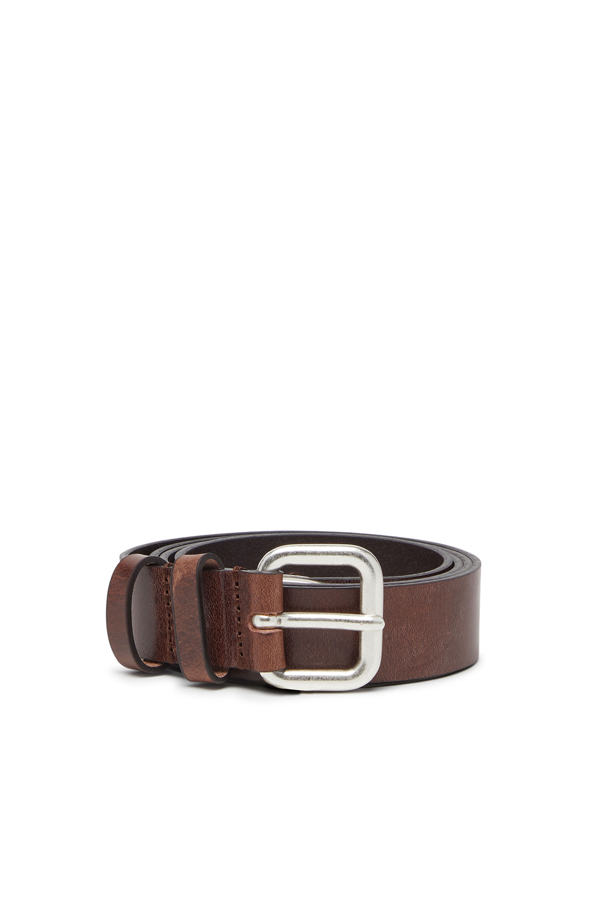 Diesel - B-INLAY, Unisex 2.9cm Gürtel aus Leder mit oval D-Logo in Braun - 2