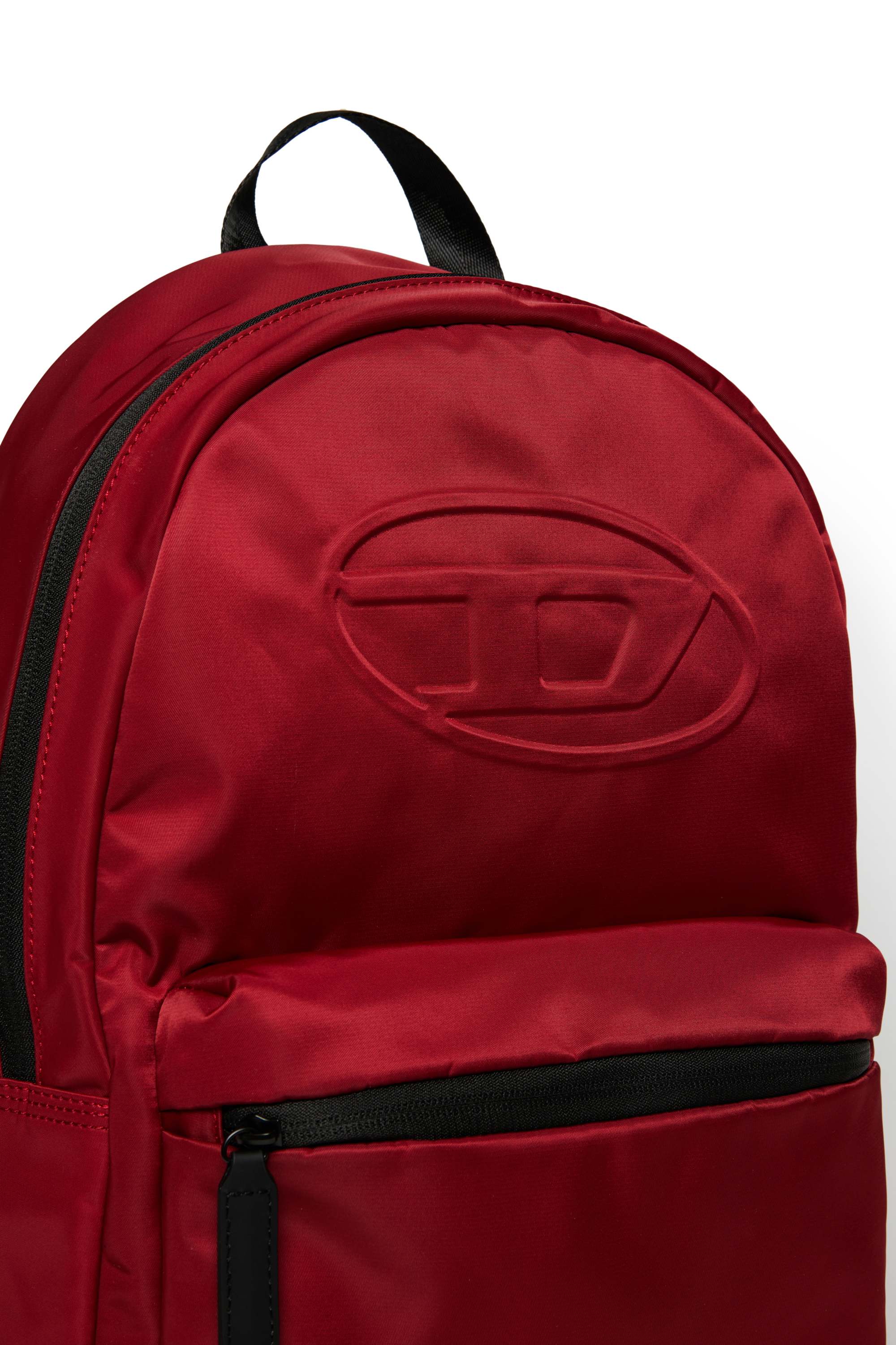 Diesel - WOVAL, Unisex Rucksack aus Nylon mit geprägtem Oval D in Rot - 4