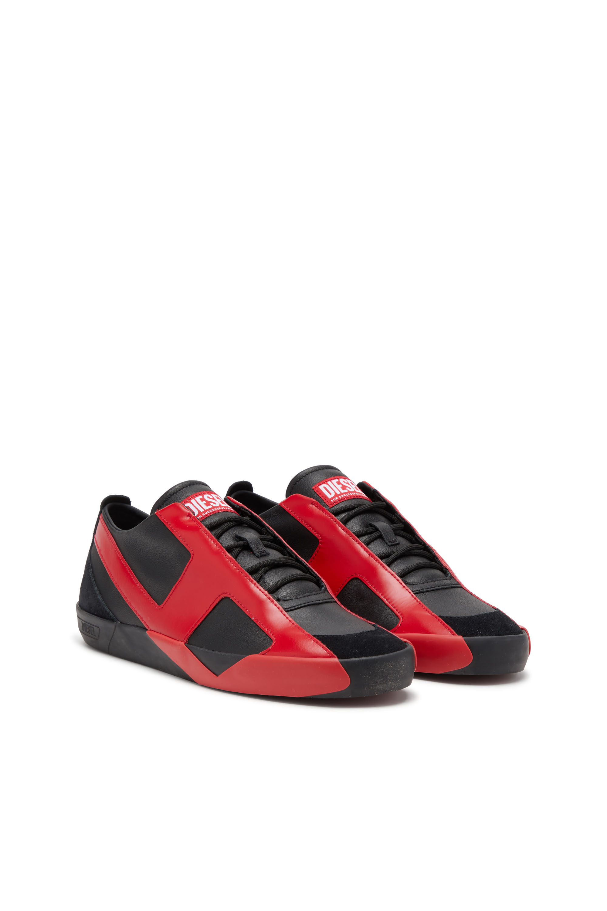 Diesel - S-SLANTE-D LOW, Herren Sneaker aus Wildleder und Leder mit D-Logo in Schwarz/Rot - 2