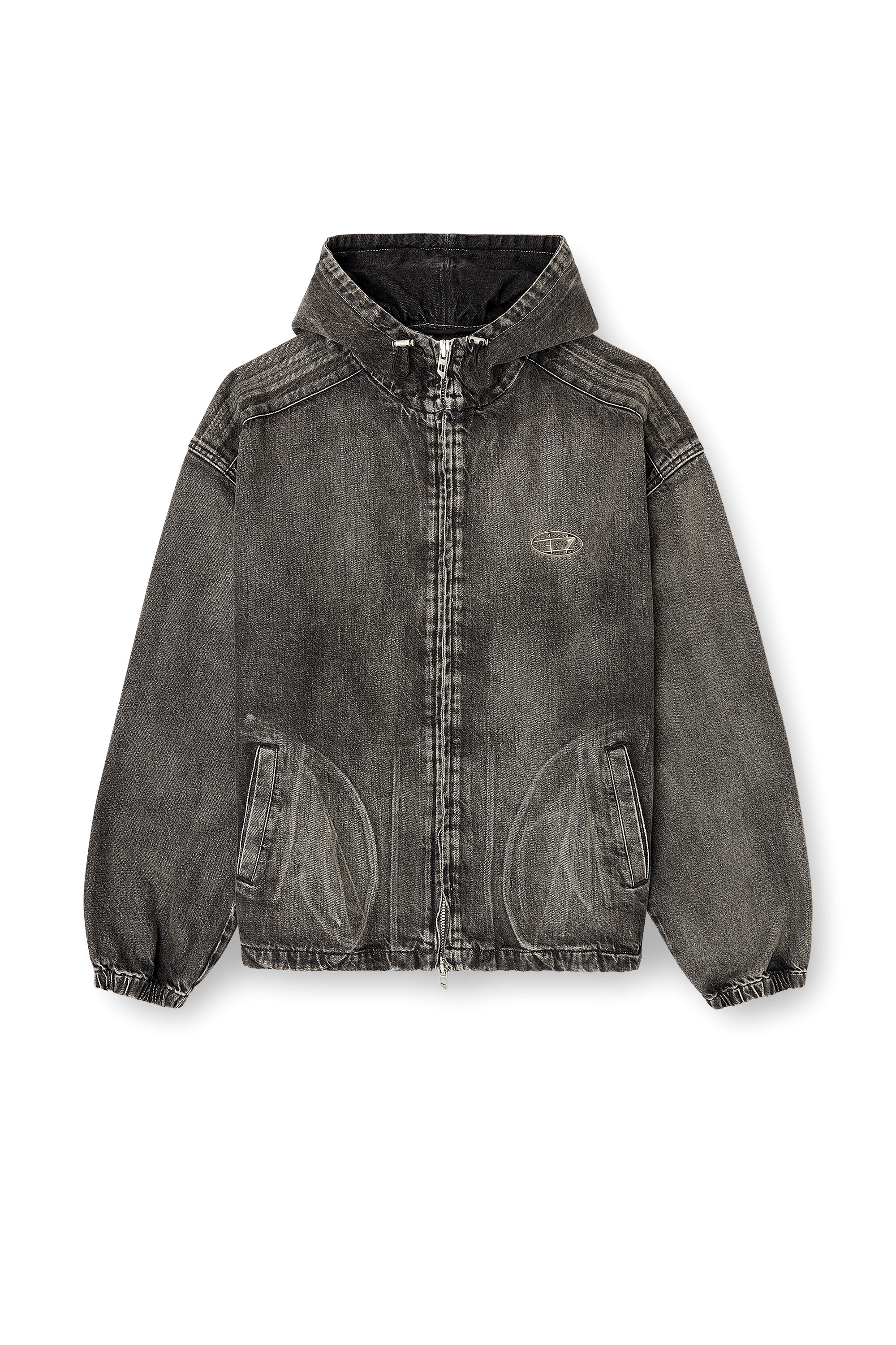 Diesel - THUGJACK, Unisex Kapuzejacke aus verwaschenem Denim in Schwarz - 3
