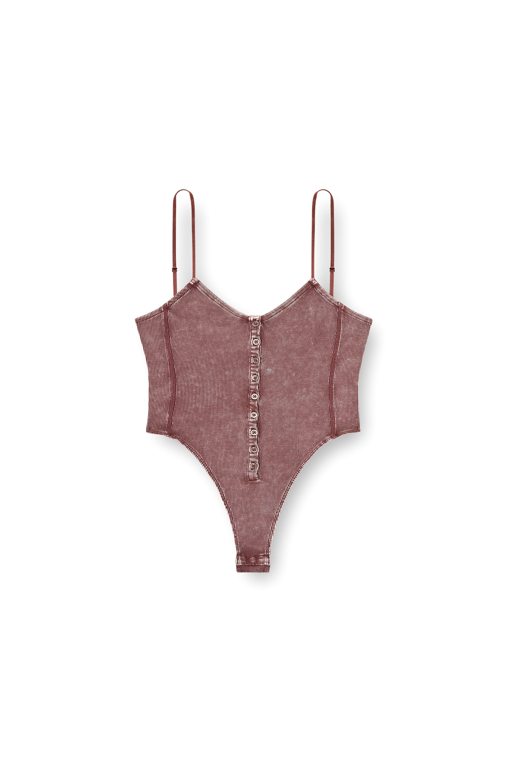 Diesel - T-LEY, Damen String-Body aus geripptem Jersey mit Marmoreffekt in Braun - 3