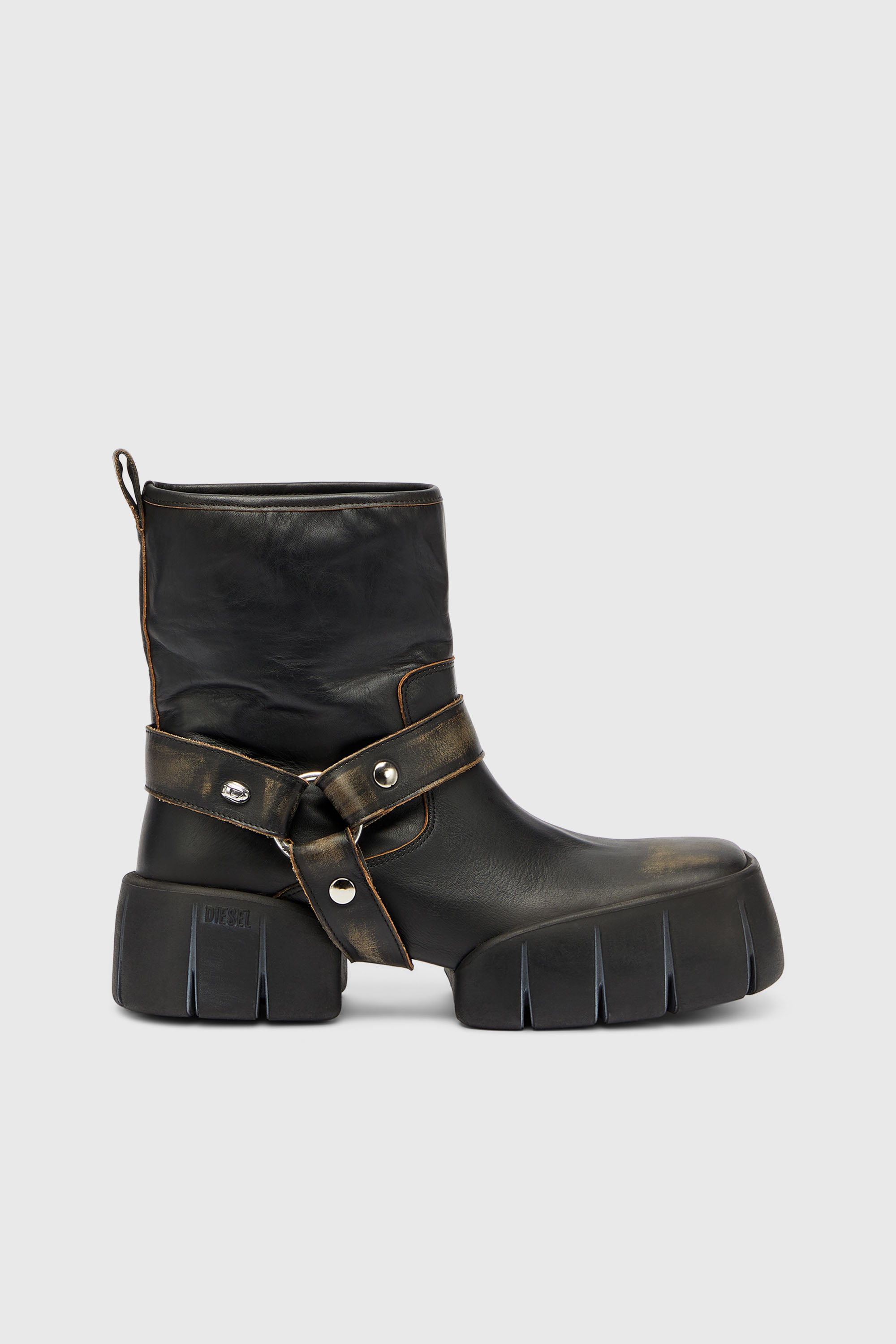 Diesel - D-TEX TU, Herren D-Tex - Biker-Boots aus distressed Leder in Dunkelbraun - 1