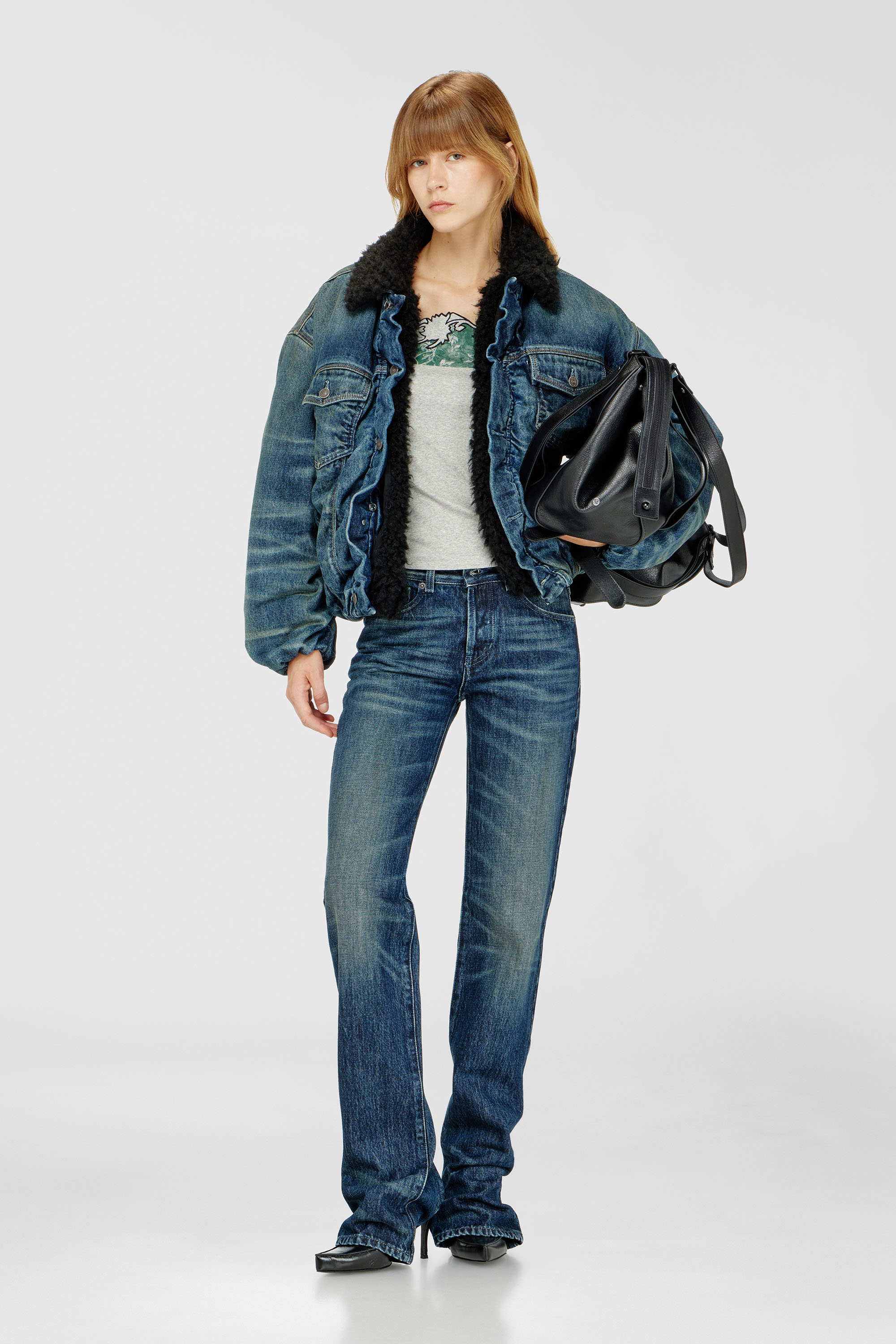 Diesel - T-EDNA, Damen Geripptes Camisole mit floraler Konturstickerei in Gr&uuml;n/Grau - 1