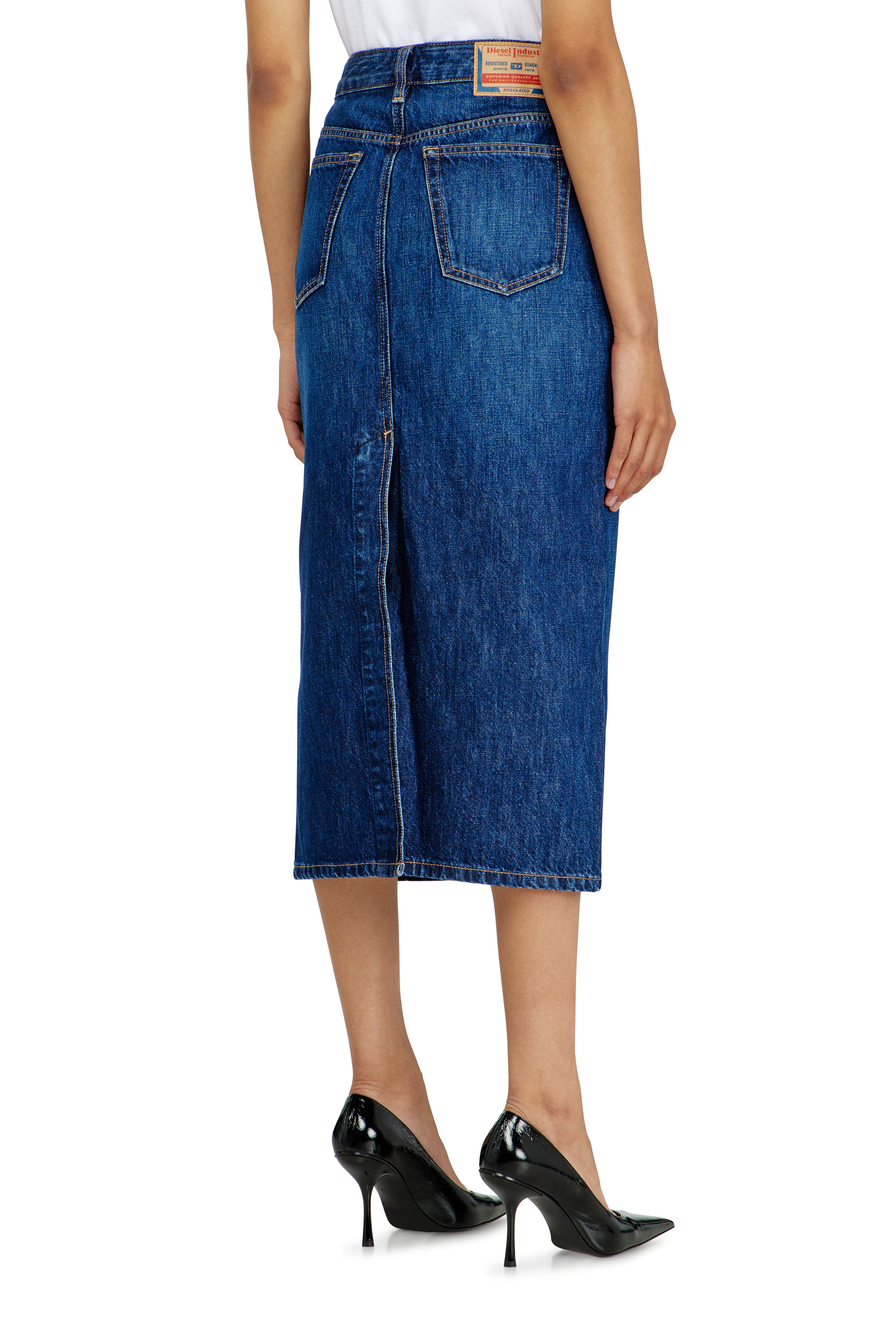Diesel - DE-SKYE-D, Damen Denim-Midirock in Mittelblau - 3
