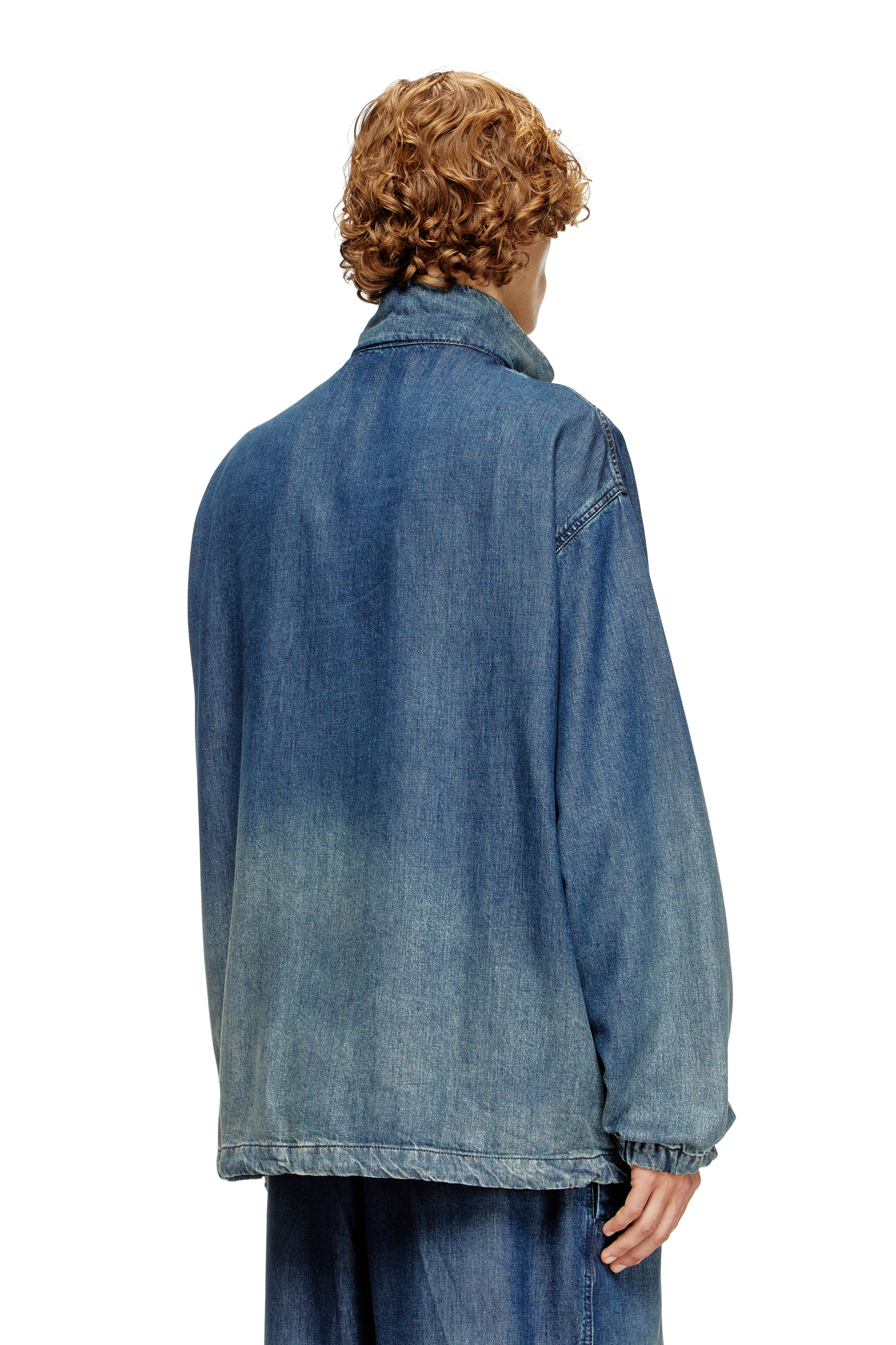 Diesel - D-KRAP-S6, Herren Jacke mit Reißverschluss aus fließendem Denim in Dunkelblau - 4