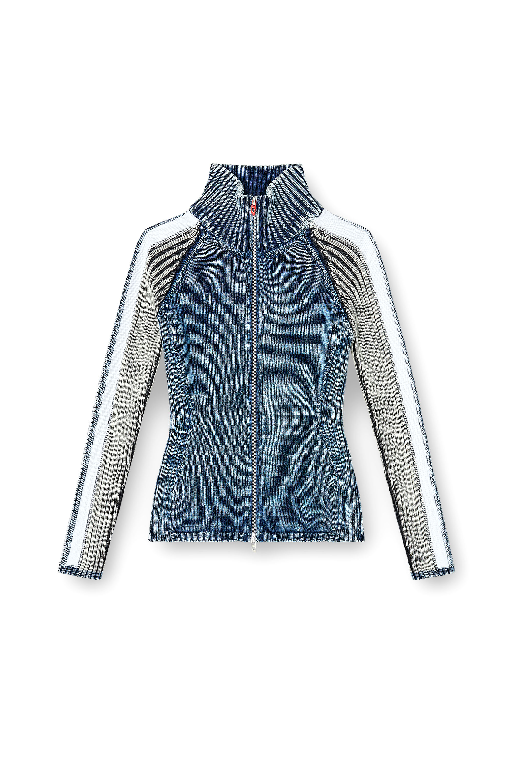 Diesel - M-ESTRELLA, Damen Reißverschluss-Cardigan mit sportlichen Streifen in Blau/Weiss - 3