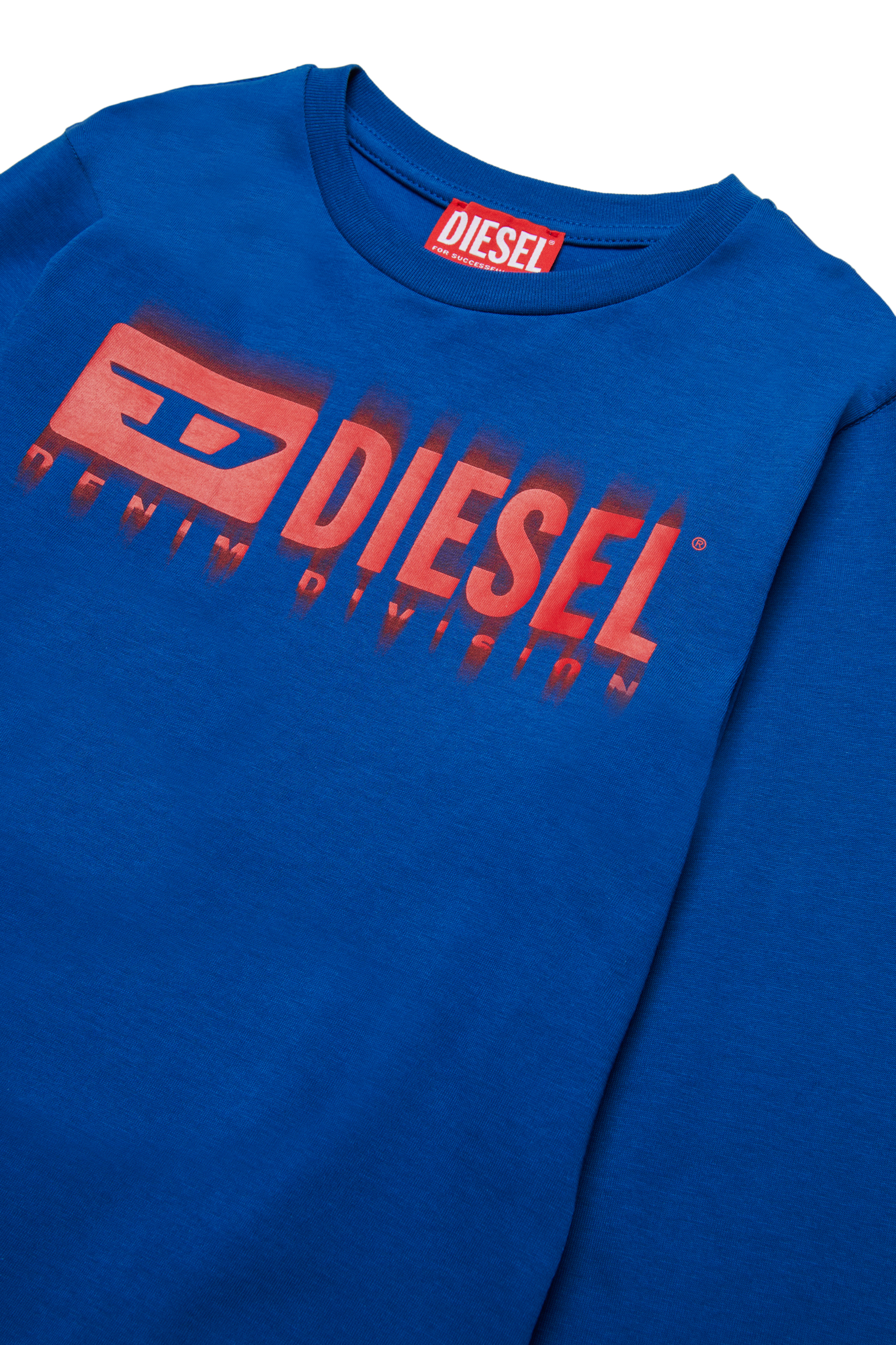 Diesel - TDIEGORL6LS, Herren Langarm-T-Shirt mit verschmiertem Logo in Blau - 3