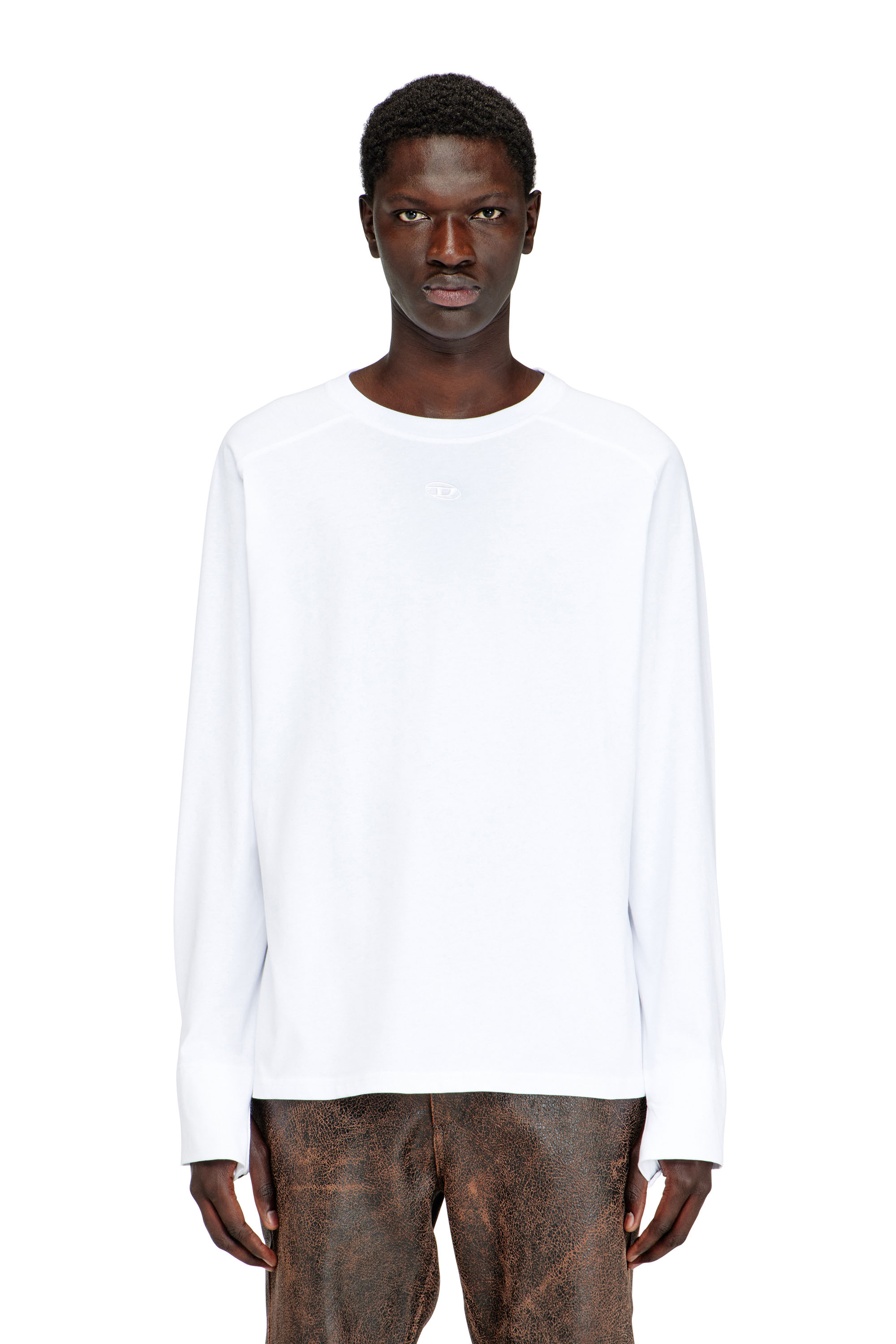 Diesel - T-KRISTIAN, Herren T-Shirt mit Biker-Detail am &Auml;rmelabschluss in Wei&szlig; - 1