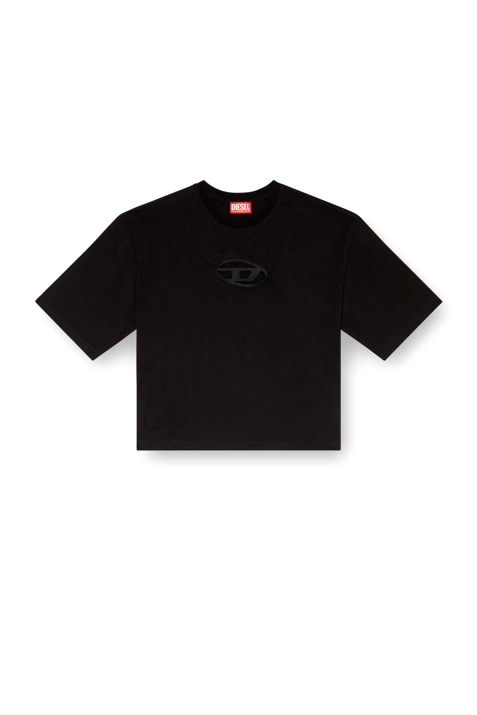 Diesel - T-ROWY-OD, Damen Kastiges T-Shirt mit D-Stickerei in Schwarz - 2