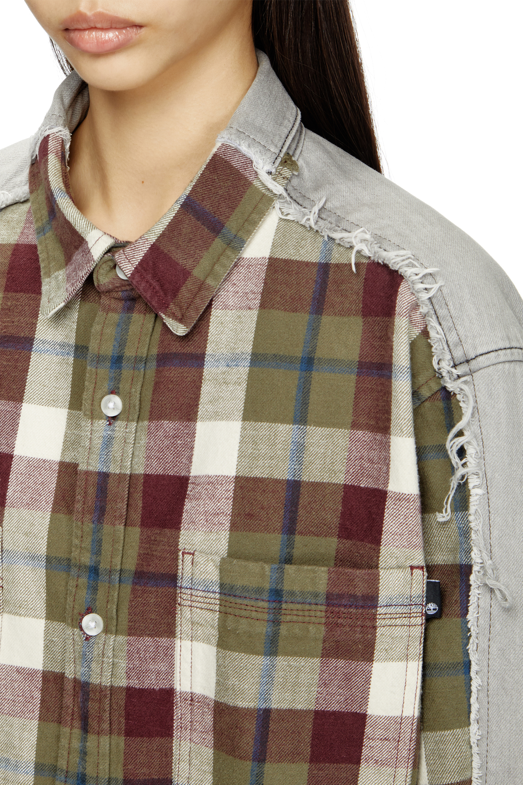 Diesel - Shirt Diseloves 8B, Unisex Karo- und Denim-Hemd in Bleich-Effekt in Rot/Grau - 5