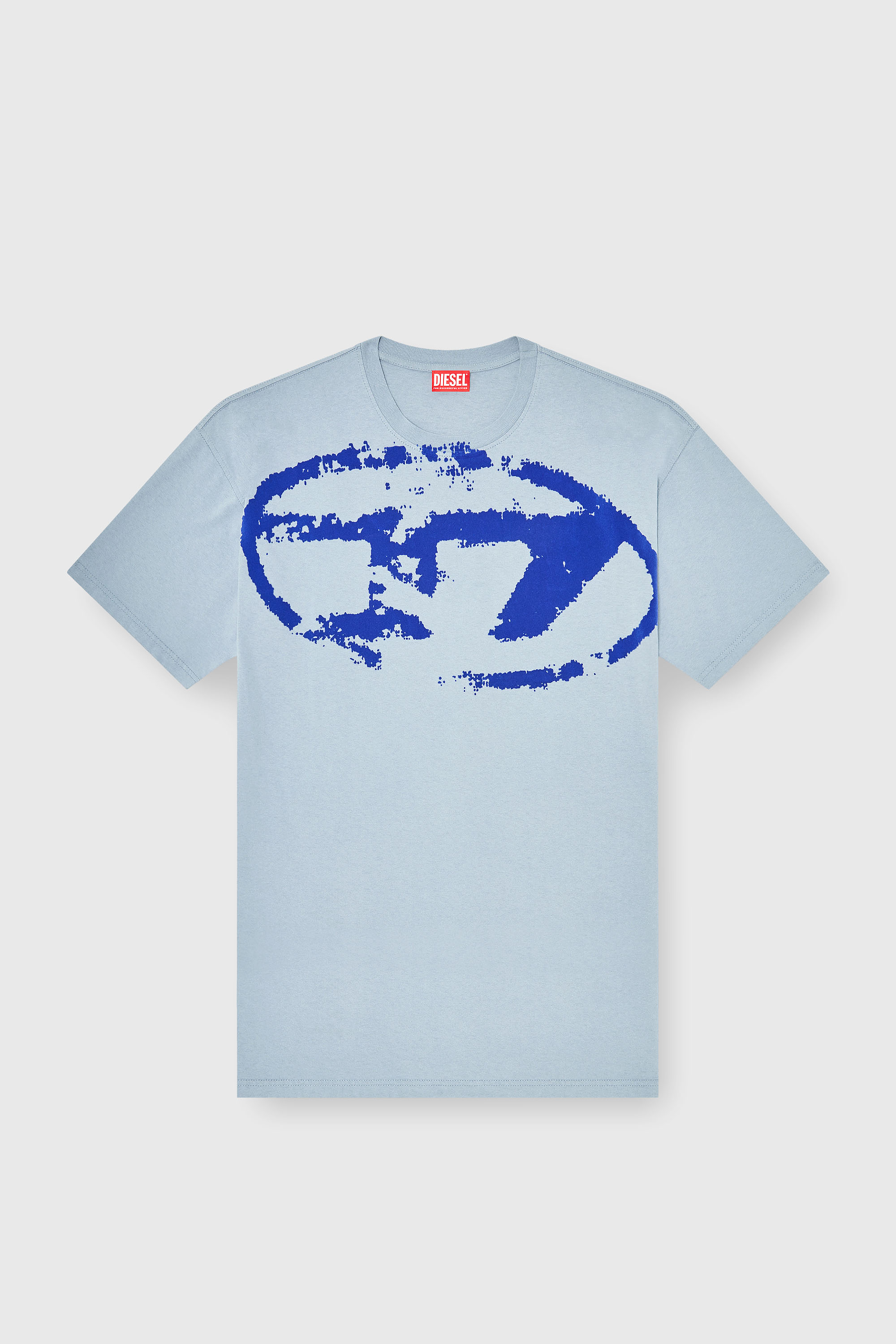 Diesel - T-BOXT-N14, Herren T-Shirt mit beflocktem Distressed-Logo in Hellblau - 2
