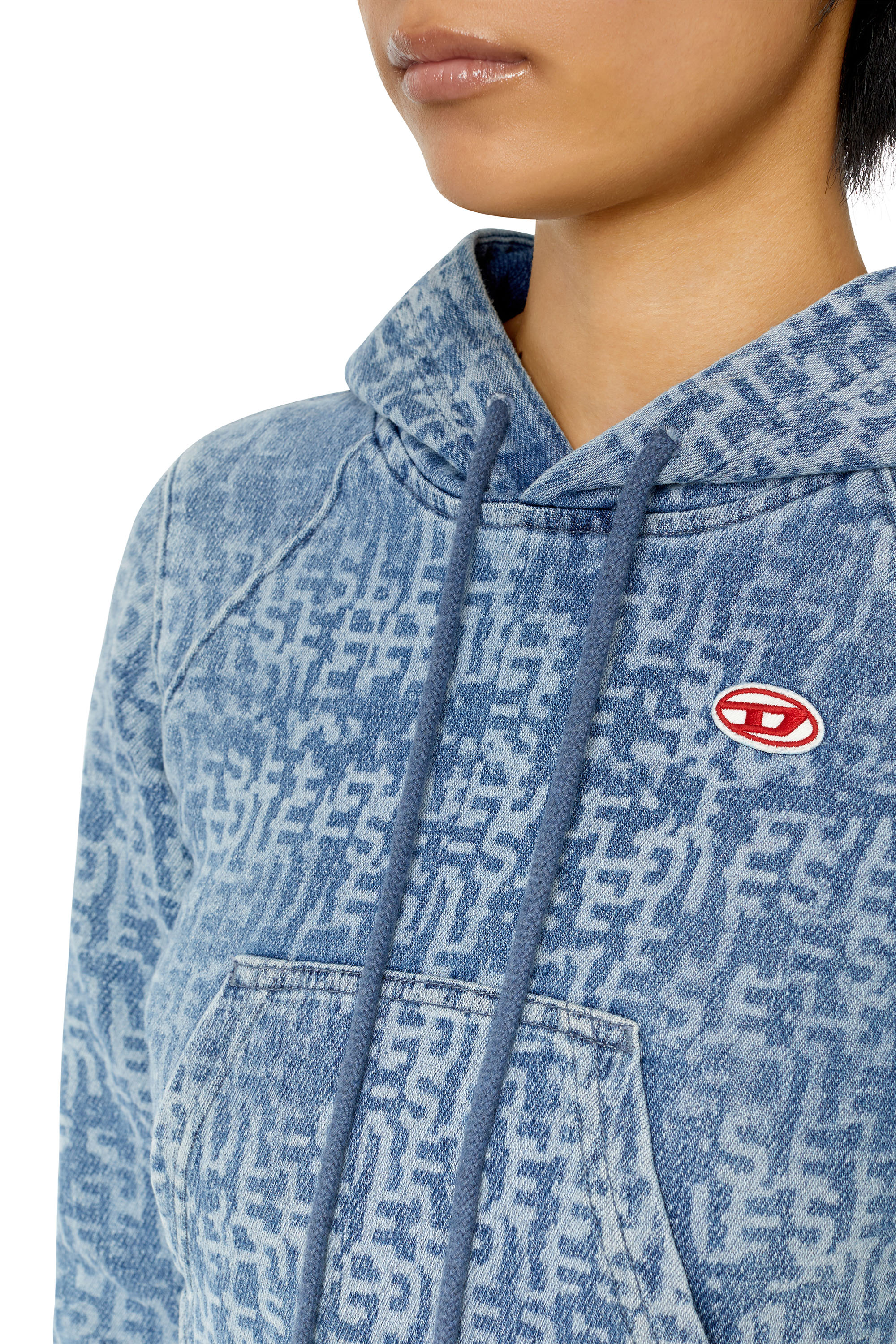 Diesel - D-ANGY TRACK DENIM HOODIE, Hellblau - Image 5