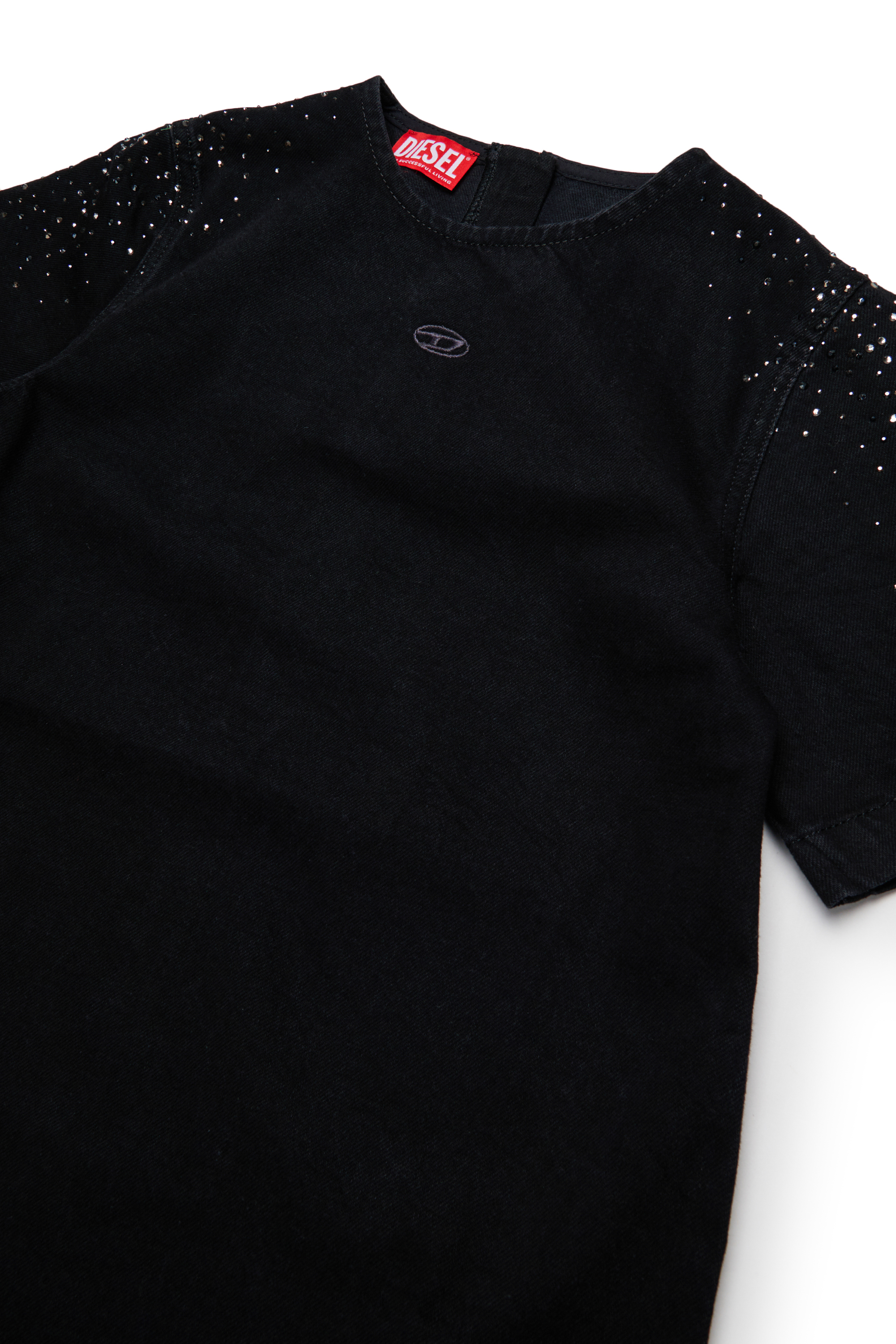 Diesel - DILBY, Damen Rhinestone-embellished T-shirt-Kleid in Schwarz/Dunkelgrau - 3
