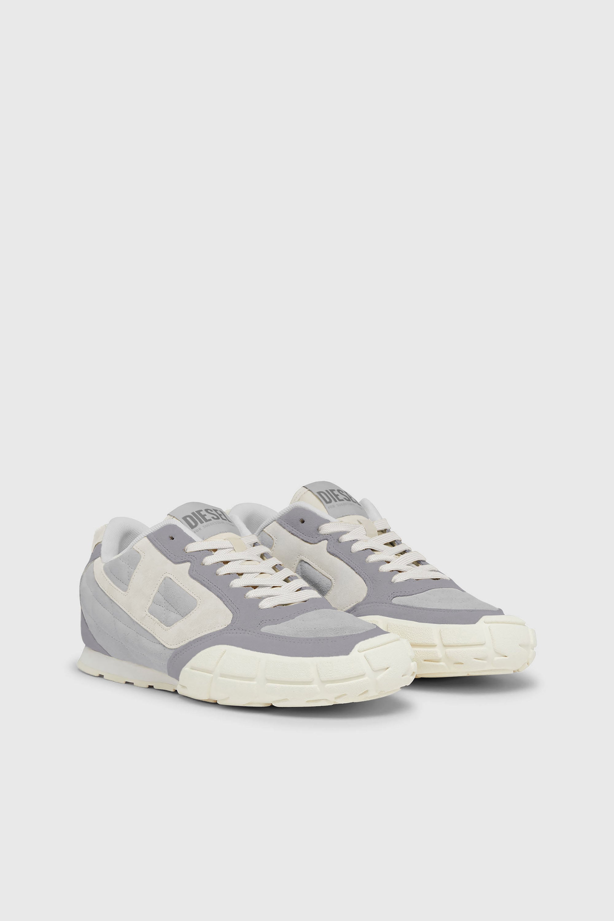 Diesel - S-PAGODHA LOW, Herren S-Pagodha-Gesteppte Wildleder-Sneaker in Grau/Wei&szlig; - 2