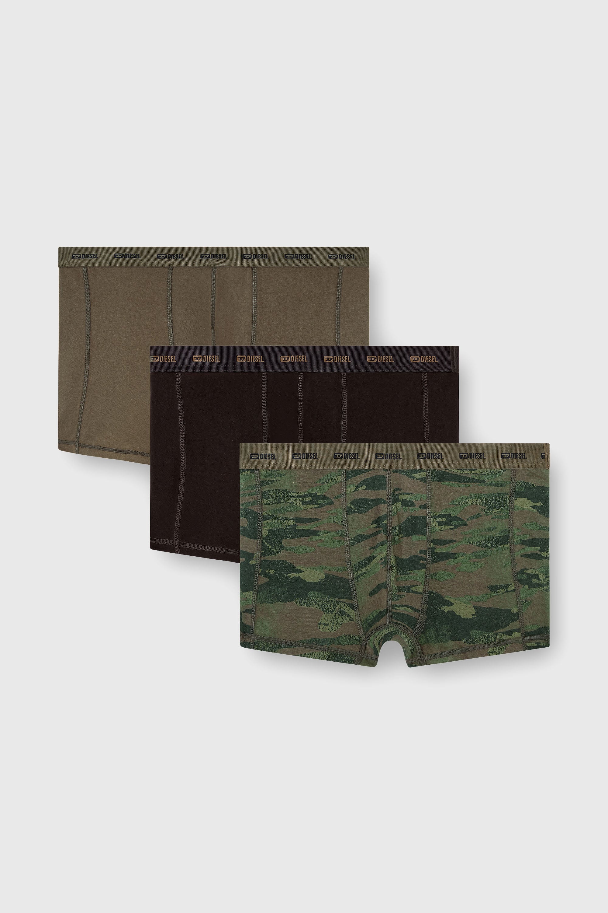 Diesel - DAMIEN-UTLT-3PACK, Herren Einfarbige und Camouflage Retropants im Dreierpack in Gr&uuml;n/Schwarz - 1