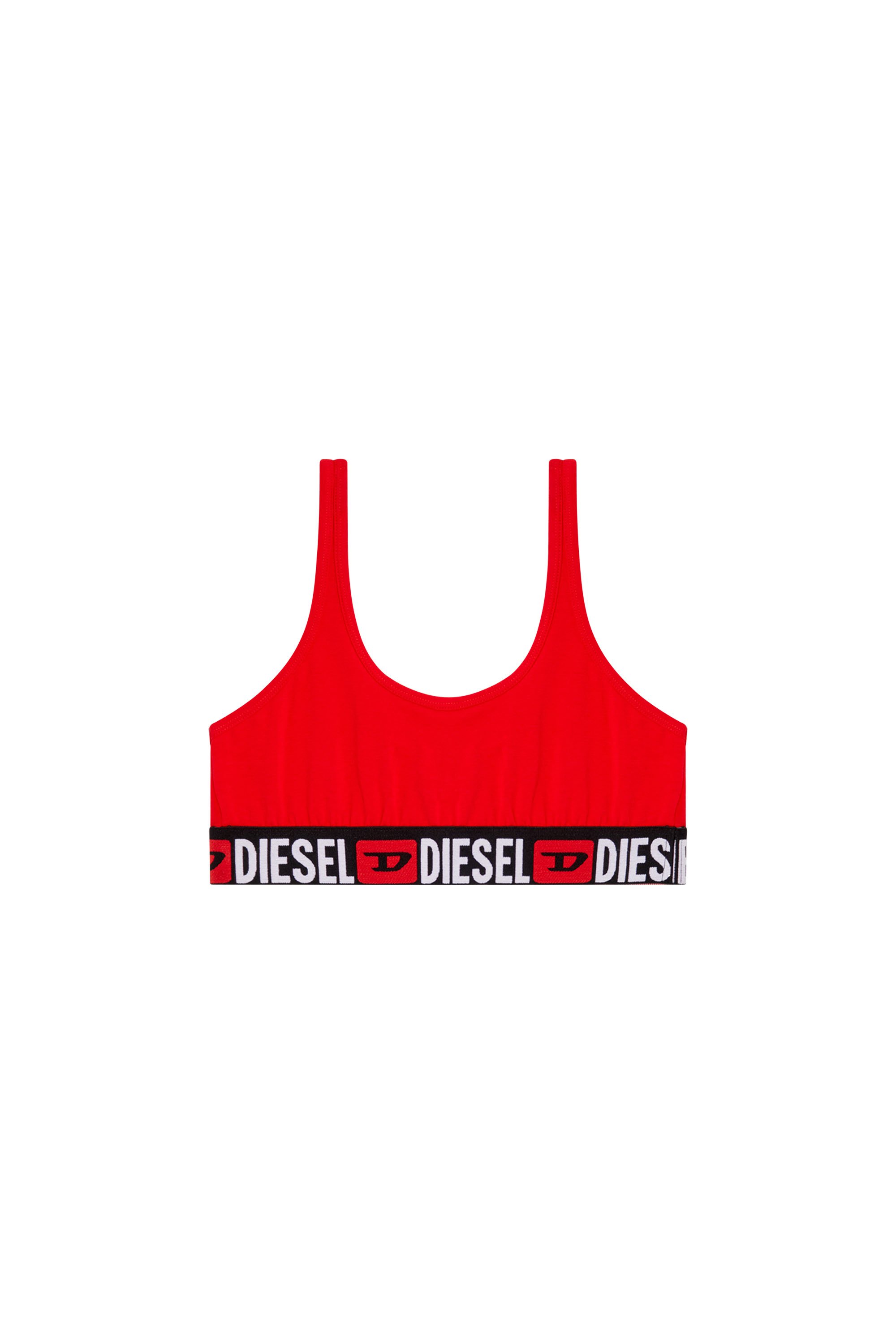 Diesel - UFSB-ORIBA, Damen Geripptes Bustier mit Logo-Band in Rot - 4