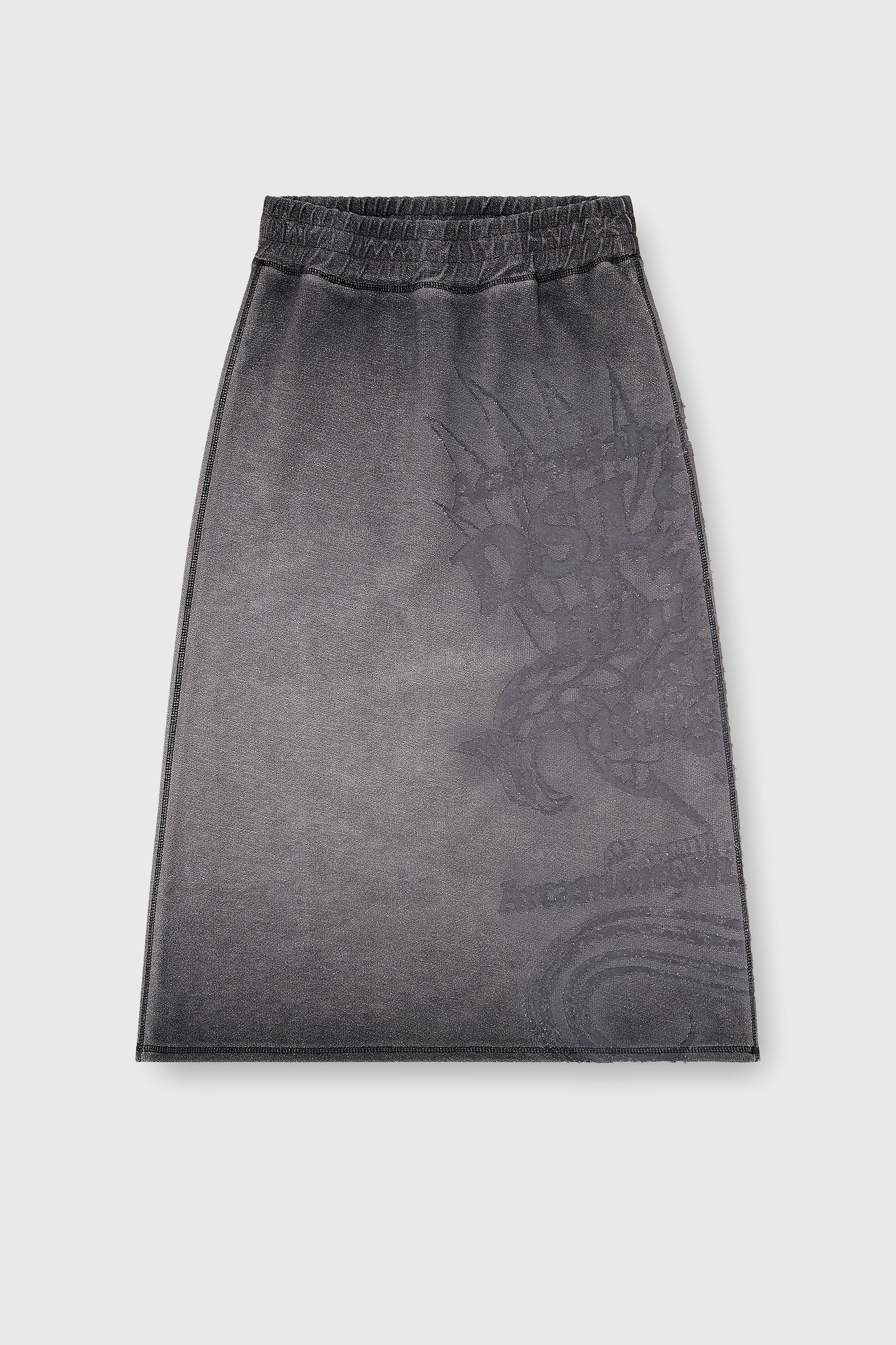 Diesel - O-BEAUTY, Damen Fleece-Midirock mit D&eacute;vor&eacute;-Print in Dunkelgrau - 2