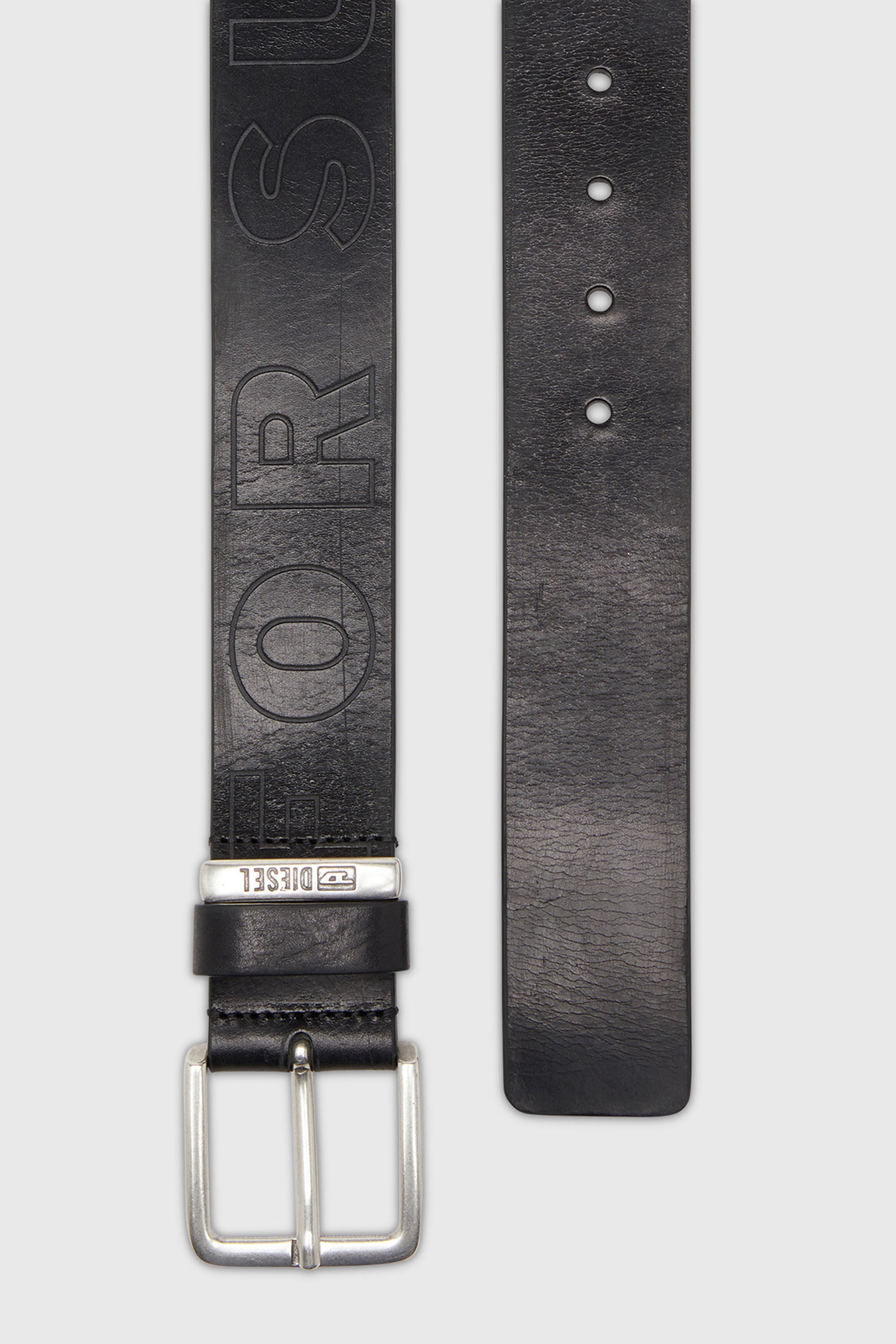 Diesel - B-FSL-OUTLINE, Herren 4 cm Lederg&uuml;rtel mit gepr&auml;gtem Schriftzug in Schwarz - 2