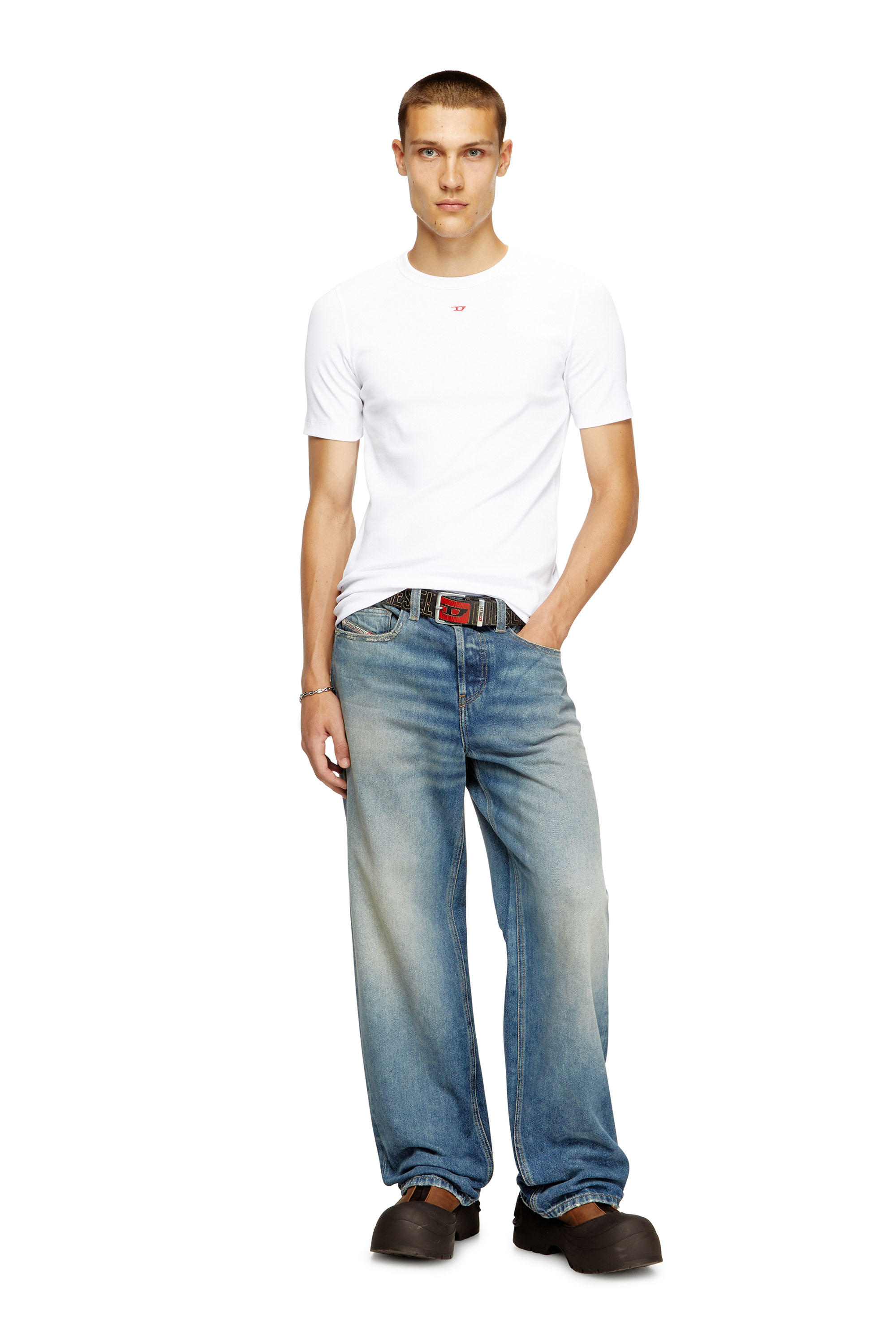 Diesel - D-RIBBER-N, Herren T-Shirt mit D-Patch in Weiß - 2
