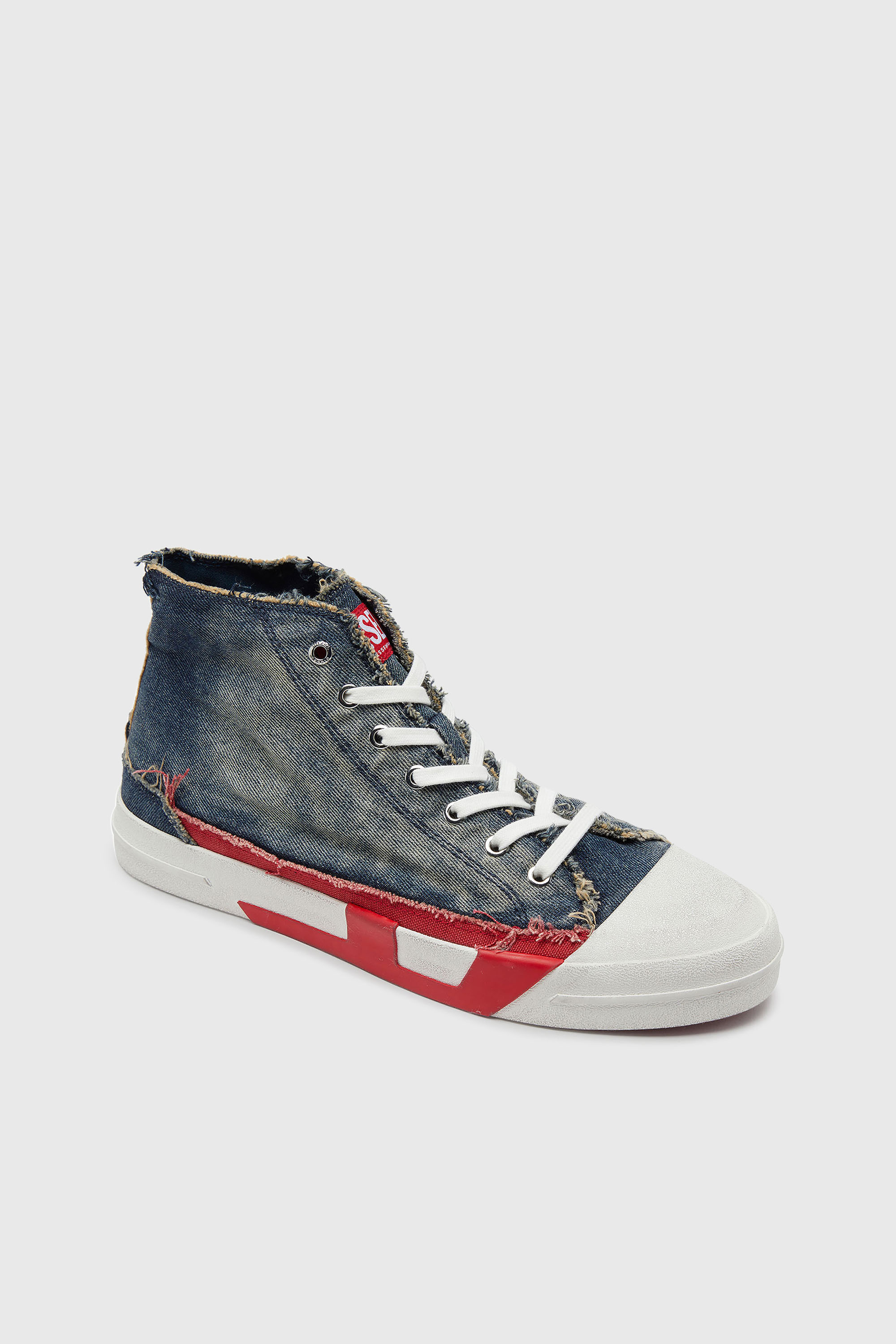 Diesel - S-D-VERSE MID II, Herren D-Verse-High-Top-Sneaker aus Denim mit D-Logo in Blau/Rot - 6