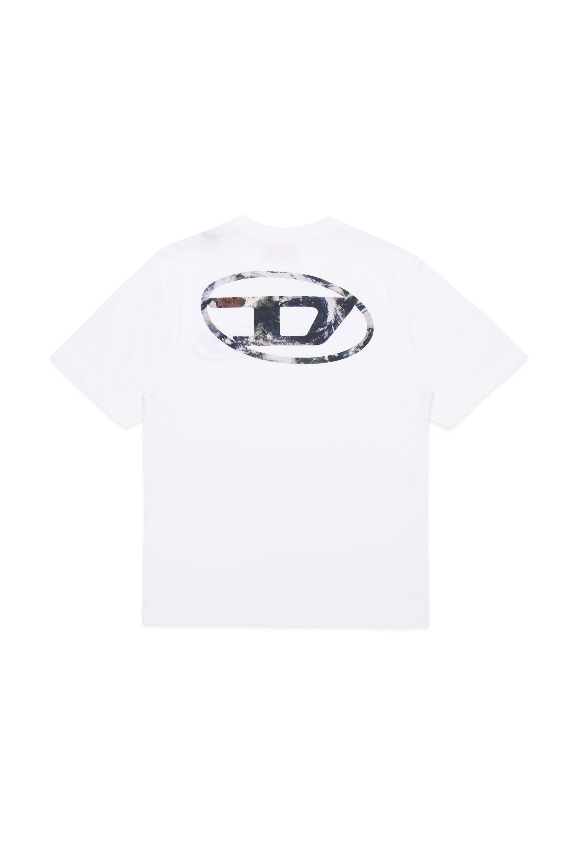 Diesel - TWASHL6 OVER, Herren T-Shirt mit ovalem Logo in marmorierter Optik in Weiss - Image 2